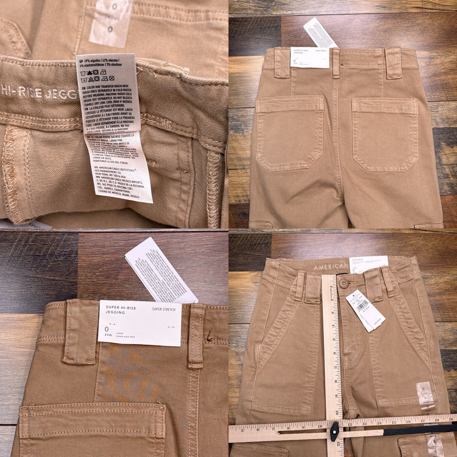 American Eagle Outfitters American Eagle Super Hi Rise Jegging New Tan Cargo Womens 0 Short 25w Size 25" / US 0 / IT 36 - 8 Thumbnail