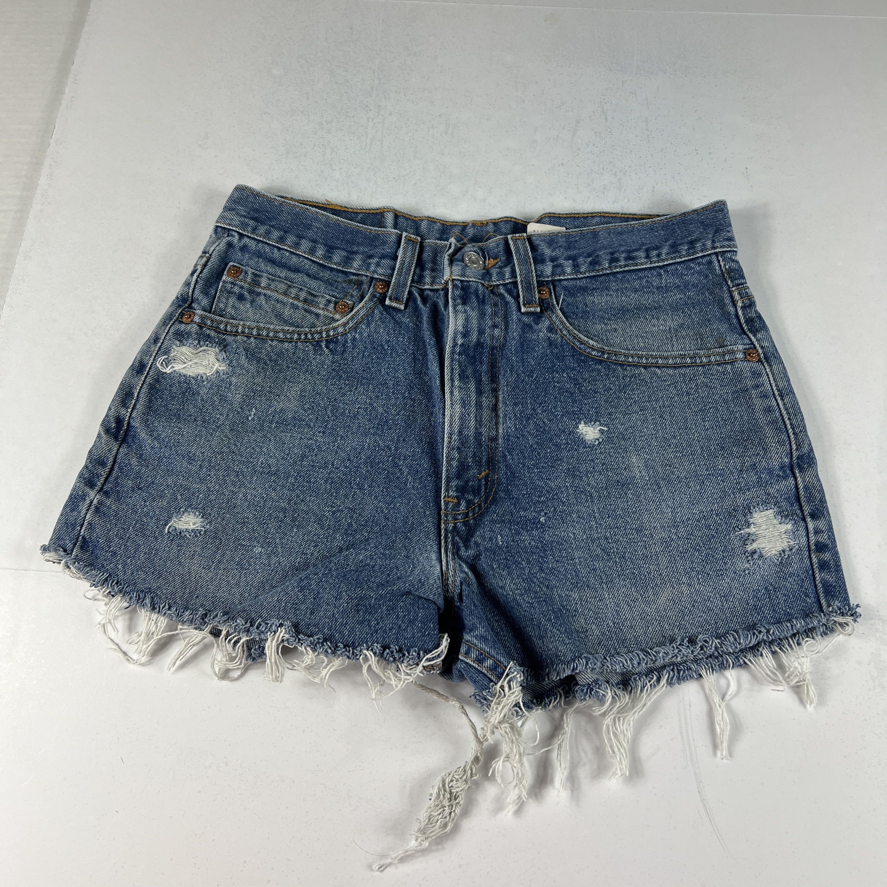 Levi's × Vintage VTG 90s Levi's Jean Shorts 517 Cut Off Thrashed Denim Jorts Size US 30 / EU 46 - 1 Thumbnail