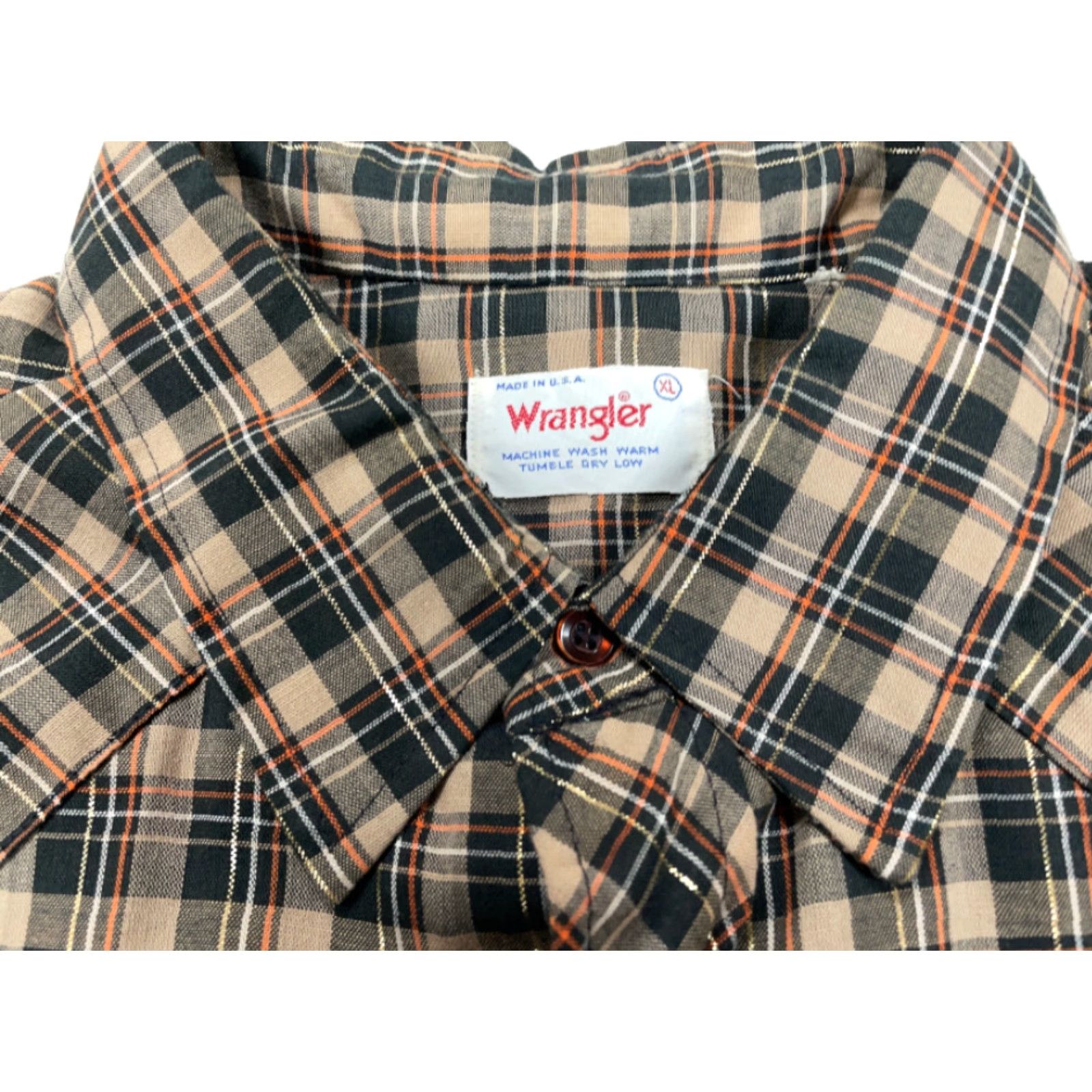 Wrangler VINTAGE Wrangler Brown Plaid Western Shirt Adult XL Lightweight Cotton Made in USA Rockabilly Mens Size US XL / EU 56 / 4 - 5 Thumbnail
