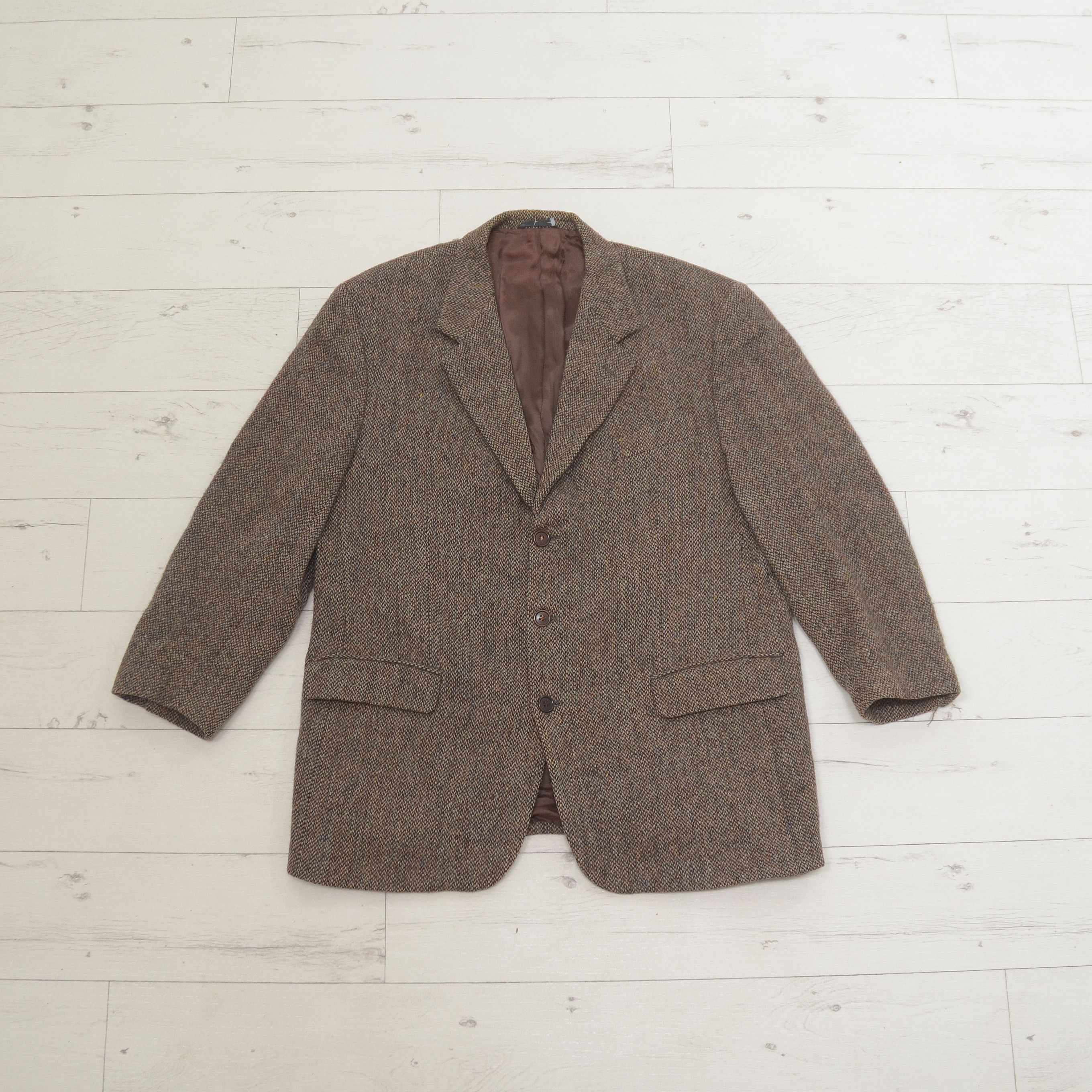 Harris Tweed × Vintage Vintage Harris Tweed Wool Blazer Jacket Sport Coat Brown Size 50R - 1 Thumbnail