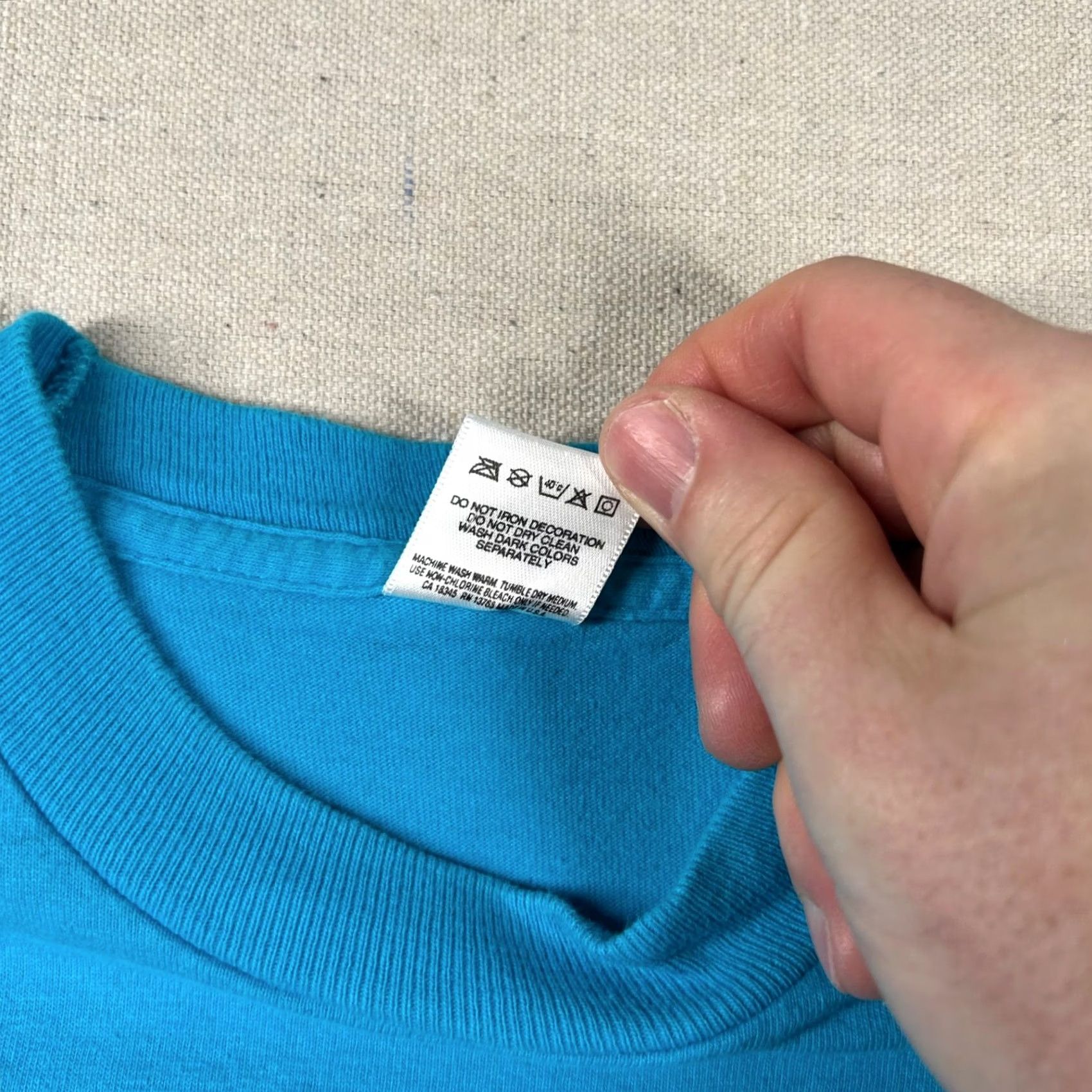 Fruit Of The Loom VINTAGE Fruit of the Loom Shirt Mens 2XL Crew Neck Short Sleeve Blue Cotton Knit 80s 90s Obscure Fun USA Size US XXL / EU 58 / 5 - 4 Thumbnail