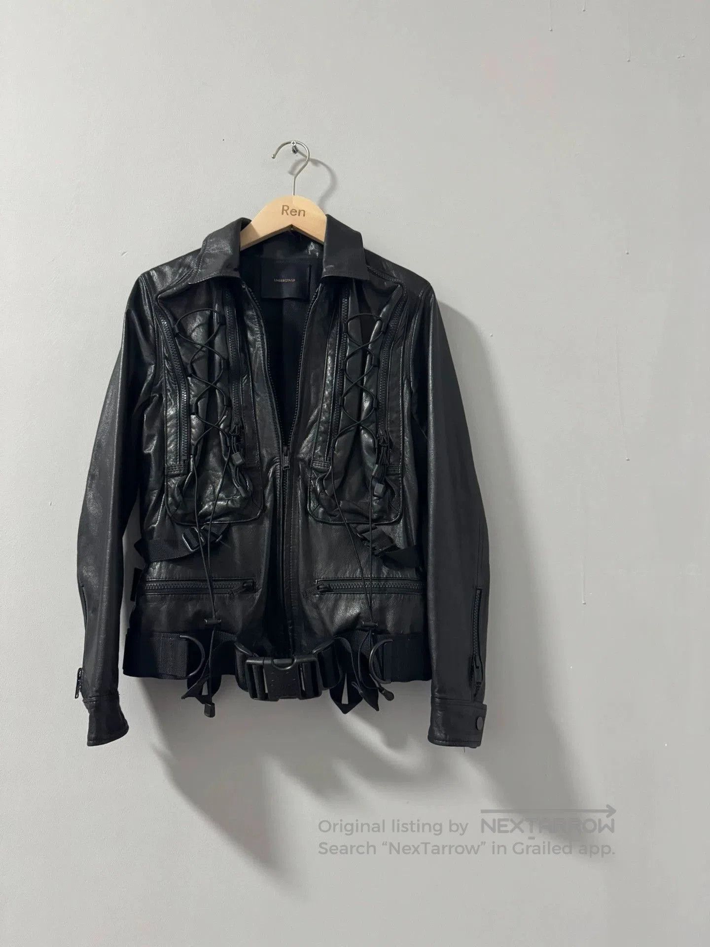 Undercover Black Leather Jacket with Utility Pockets and Straps. Size US S / EU 44-46 / 1 - 6 Thumbnail