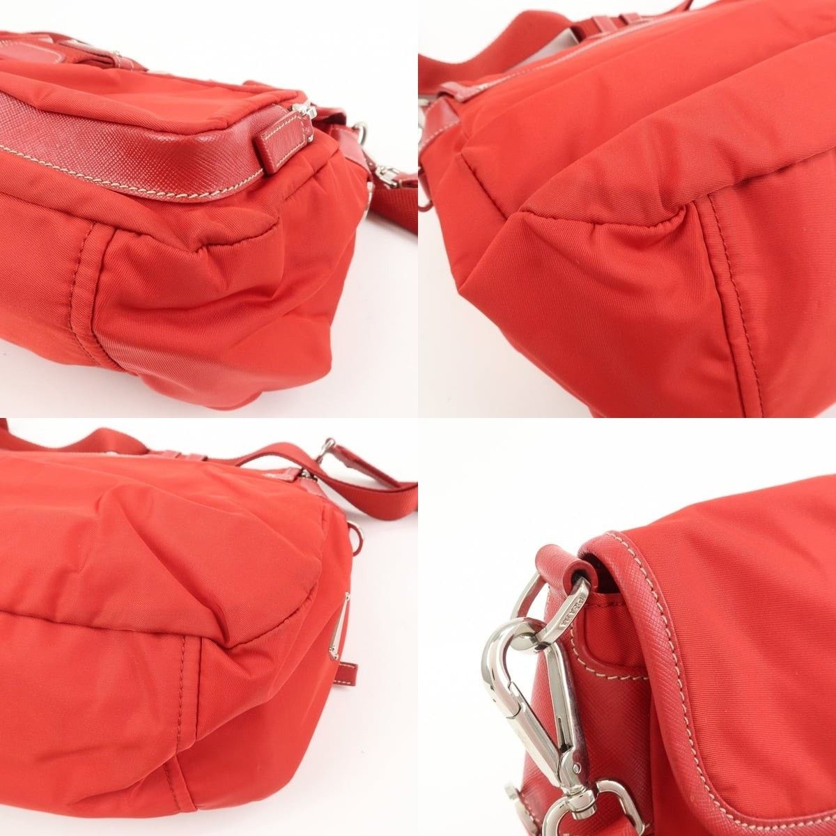 Prada Prada Nylon Saffiano Shoulder Bag Red Size ONE SIZE - 5 Thumbnail