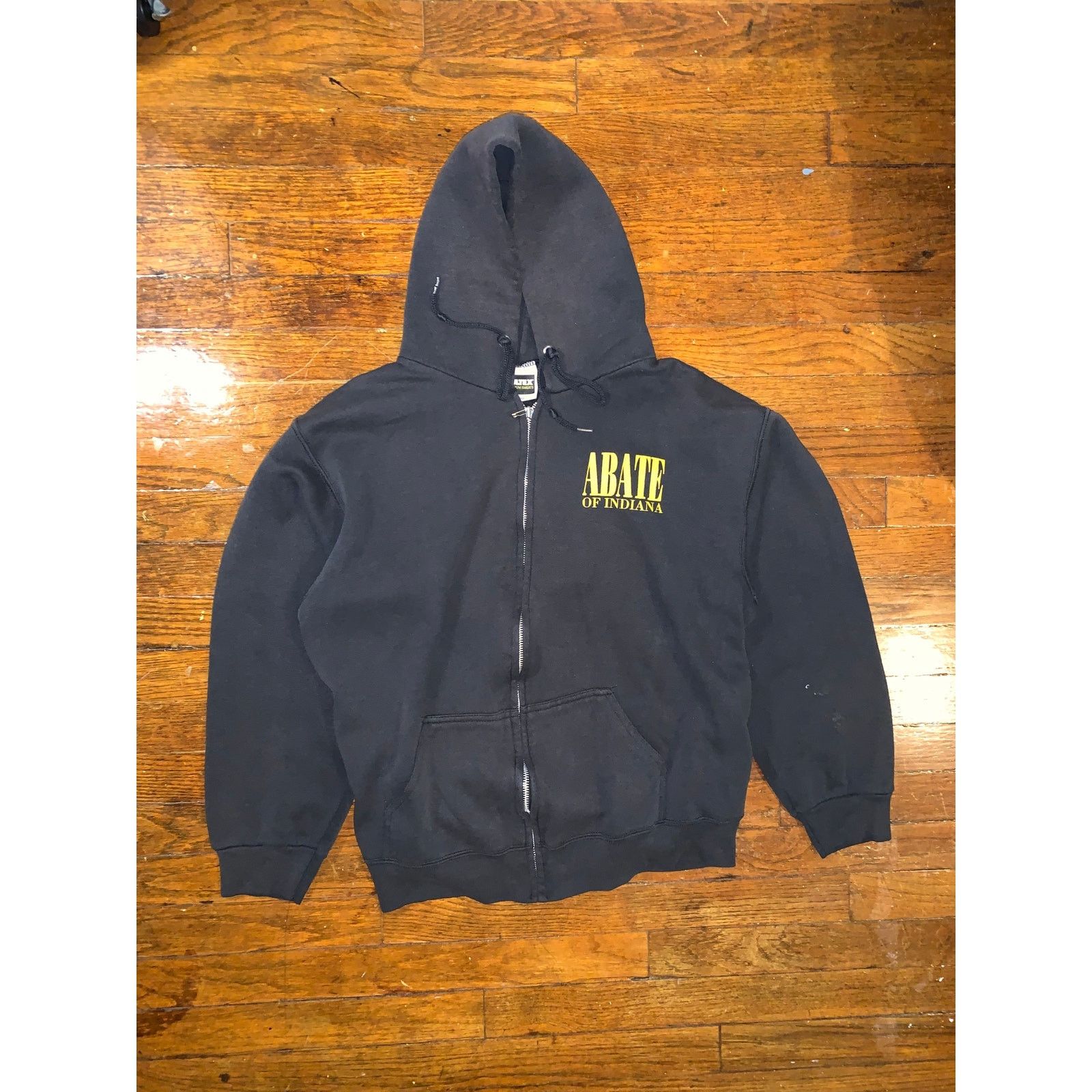 Tultex × Vintage ABATE Of Indiana Full Zip Hoodie Black USA Made Biker Boxy Size US M / EU 48-50 / 2 - 1 Thumbnail