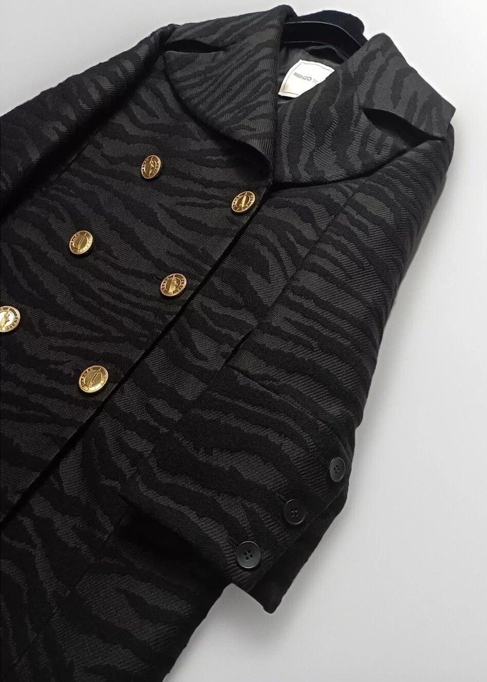 H&M × Kenzo Kenzo Paris x H&M Women’s Wool Coat Tiger Pattern Black Size XS / US 0-2 / IT 36-38 - 7 Thumbnail