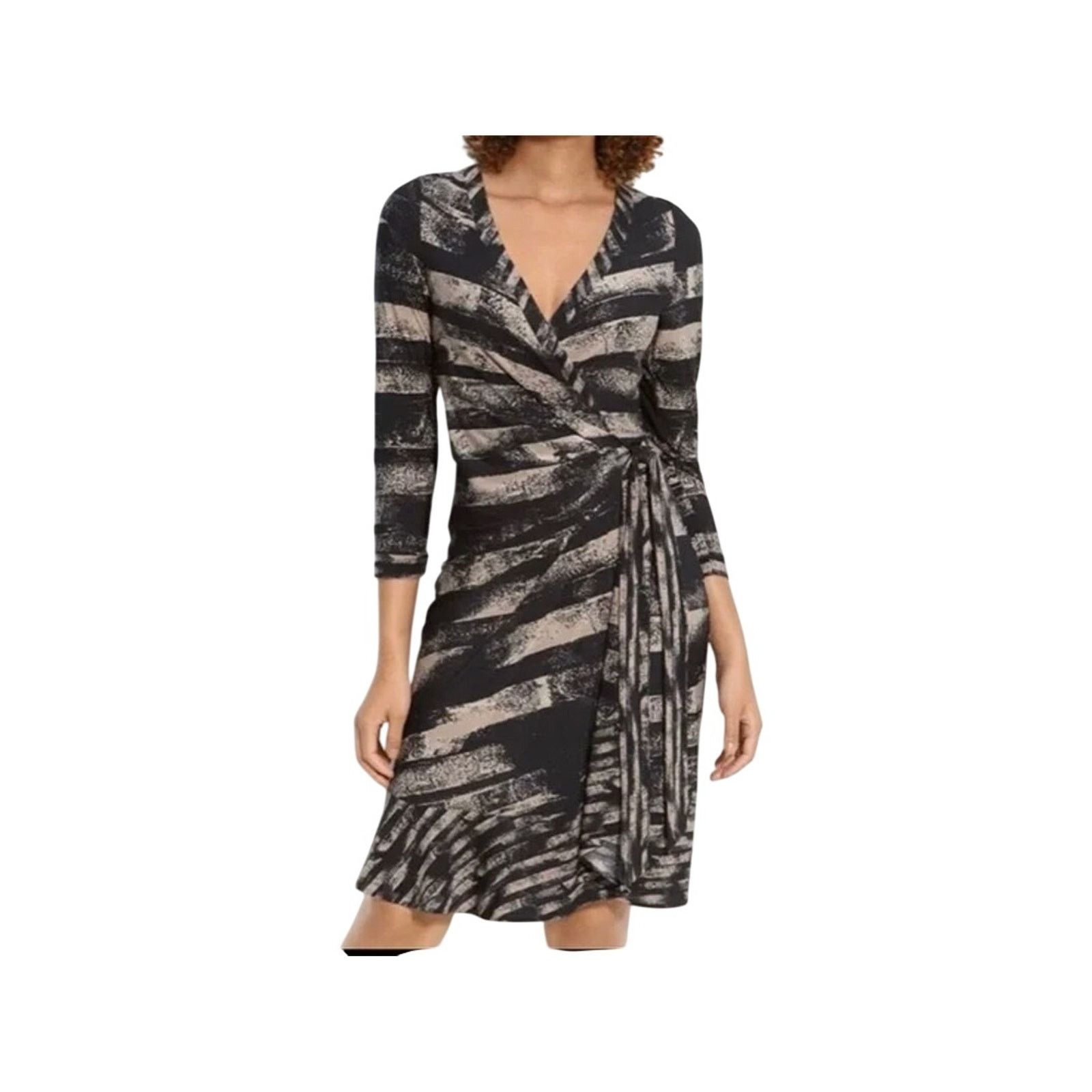 Bcbgmaxazria BCBGMAXAZRIA Alberta Wrap Dress Abstract Stripe Jersey XS Size XS / US 0-2 / IT 36-38 - 1 Thumbnail