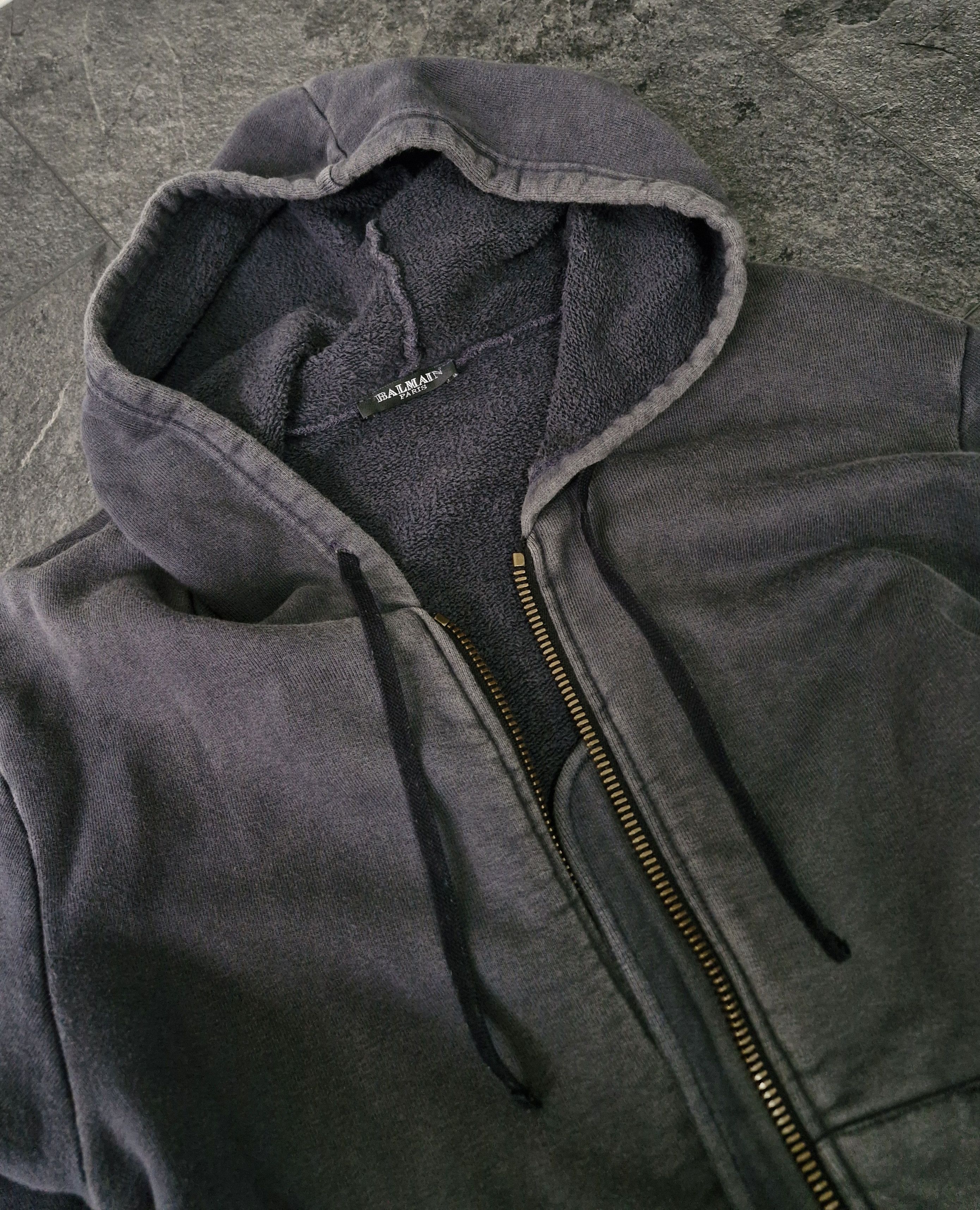 Balmain SS10 Balmain Decarnin Faded Black Distressed Hoodie Size US XS / EU 42 / 0 - 10 Thumbnail