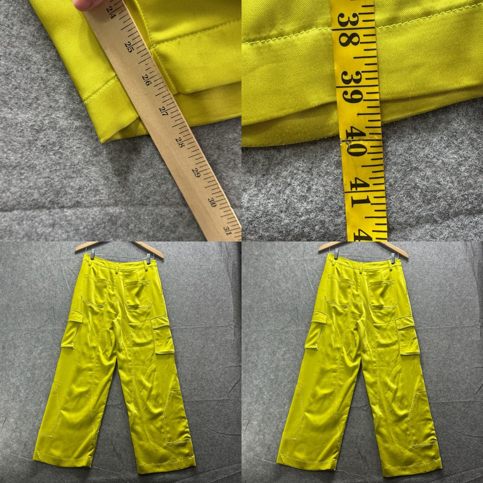 Simon Miller SIMON MILLER Pants Womens 2 Yellow Satin Cargo Wide-Leg Relaxed Pockets Cropped Size 26" / US 2 / IT 38 - 8 Thumbnail