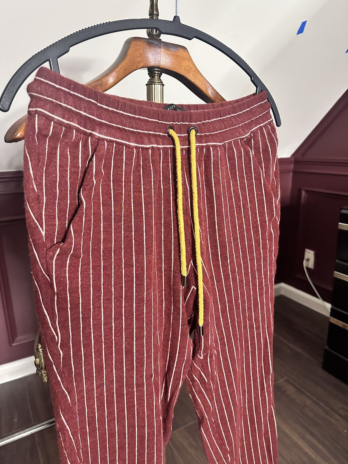 Pyer Moss RUNWAY striped wool mohair knit cropped sweatpants Size US 30 / EU 46 - 2 Thumbnail