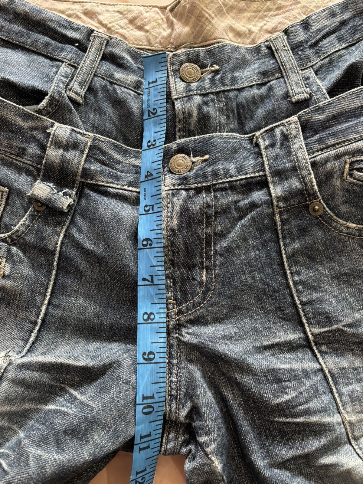 If Six Was Nine PPFM Double Waist Distressed Denim Jean Size US 33 - 20 Thumbnail