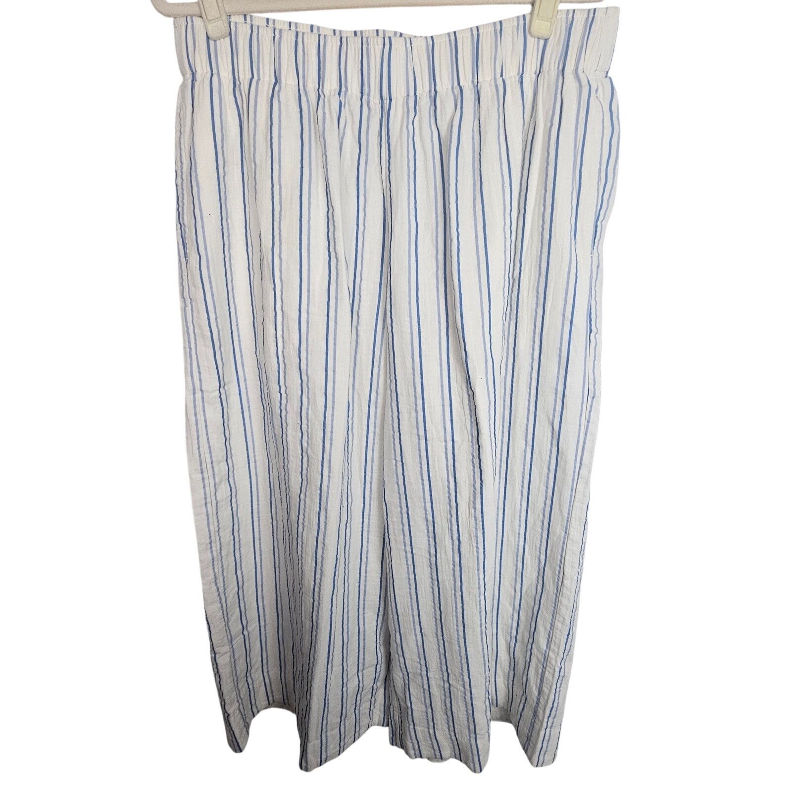 PACCBET Pact Atlantic Stripe Sea Salt Double Gauze Wide Leg Pants Size 34" / US 12 / IT 48 - 1 Thumbnail