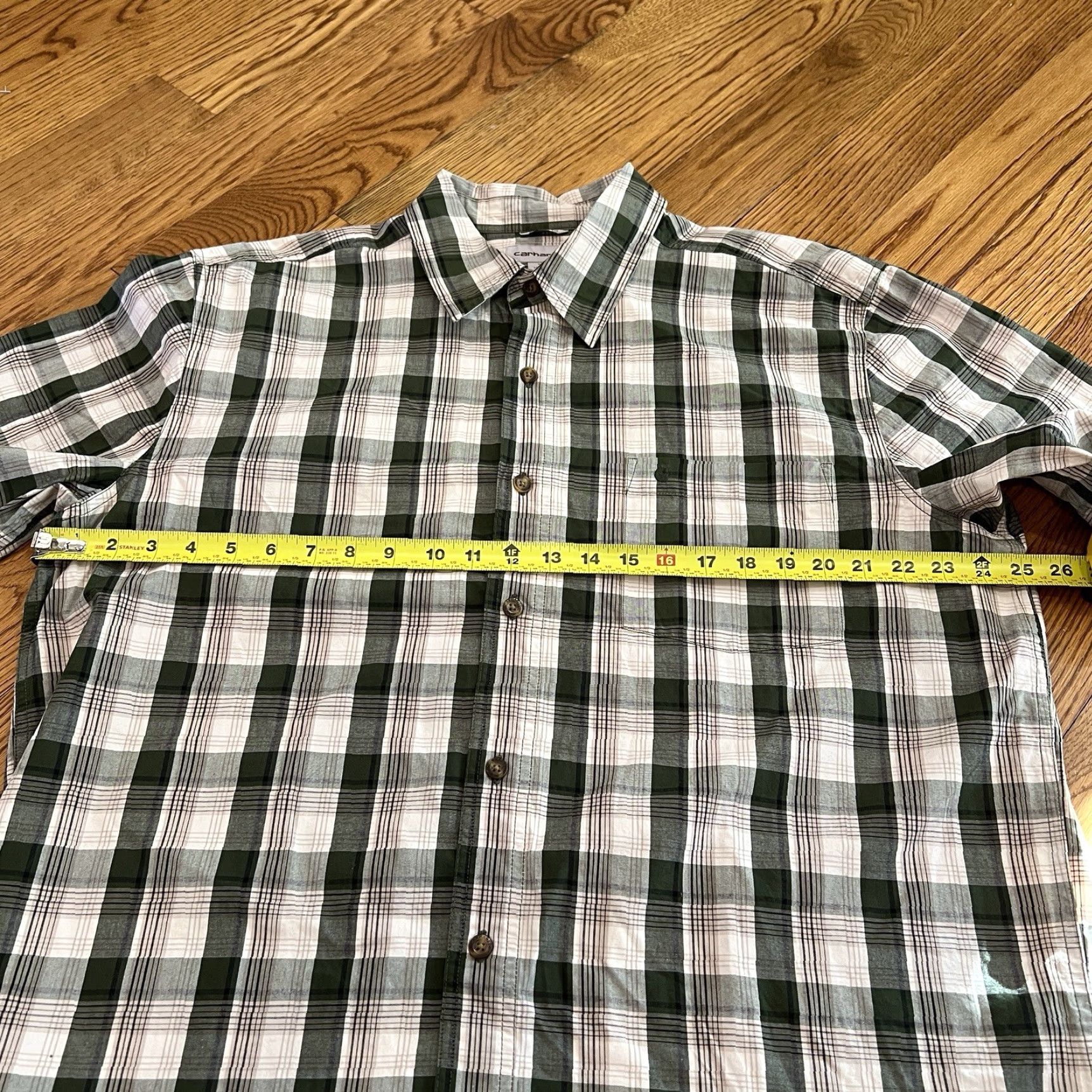 Carhartt VINTAGE Carhartt Men's Short Sleeve Plaid Button-Up Workwear Shirt XL Blue Cotton Size US 36 / EU 52 - 5 Thumbnail