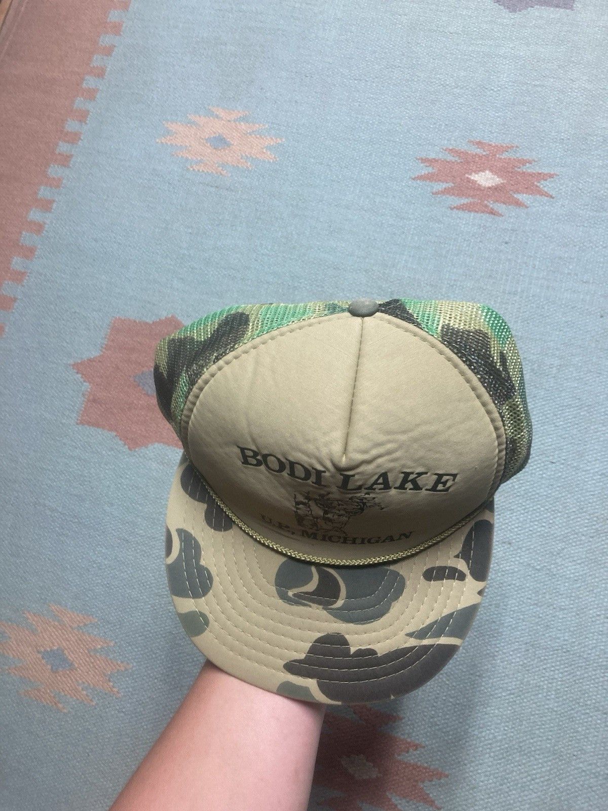 Vintage trucker hat duck camo Bodi Lake Michigan upper peninsul deer Size ONE SIZE - 3 Thumbnail