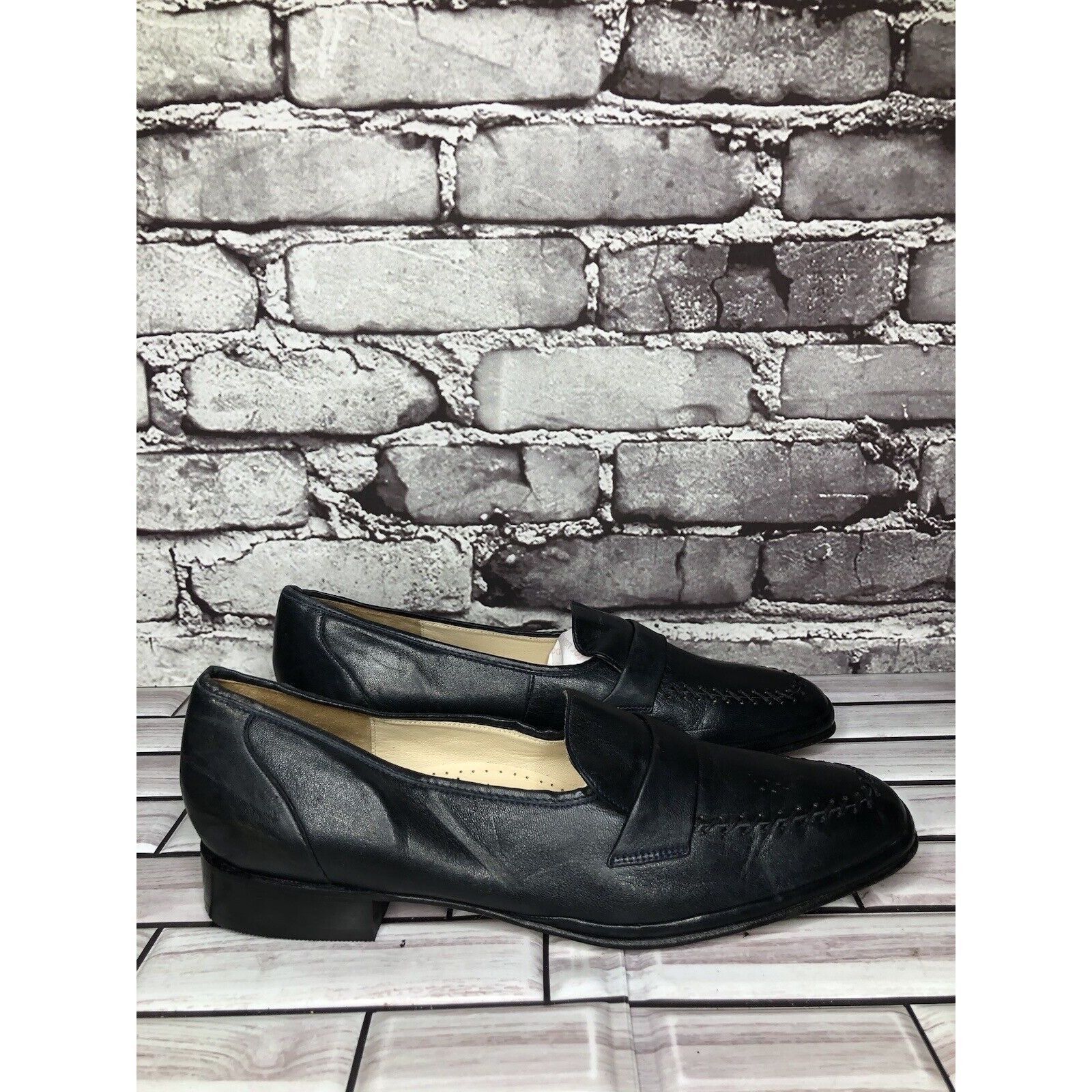 Barker Barker Flex Fine English Shoes Navy Blue Leather Loafers Wom Size US 7.5 / IT 37.5 - 21 Thumbnail