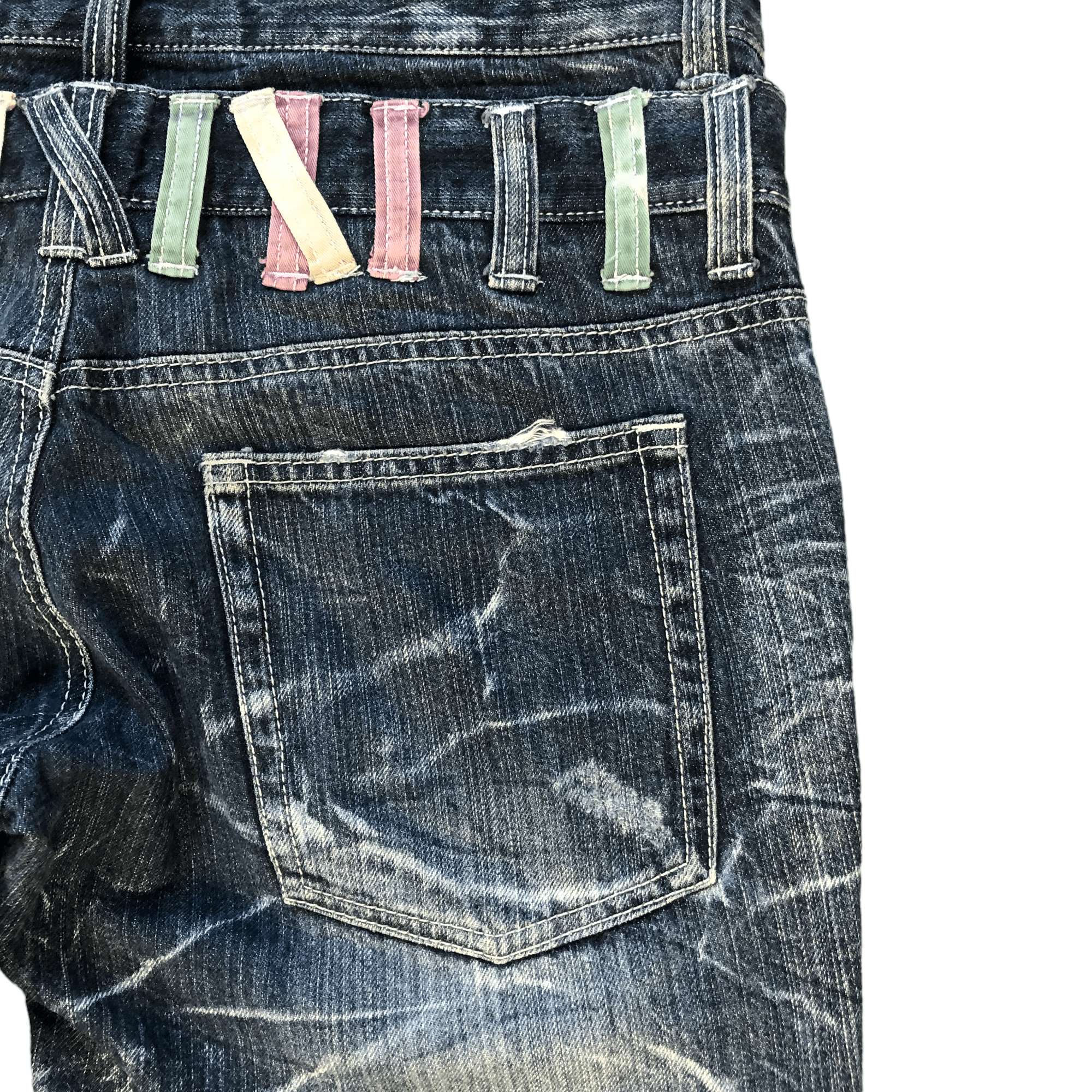 Japanese Brand NYLOUS DESIGN LIMITED EDITION DOUBLE WAIST DENIM #5982-216 Size US 31 - 16 Thumbnail