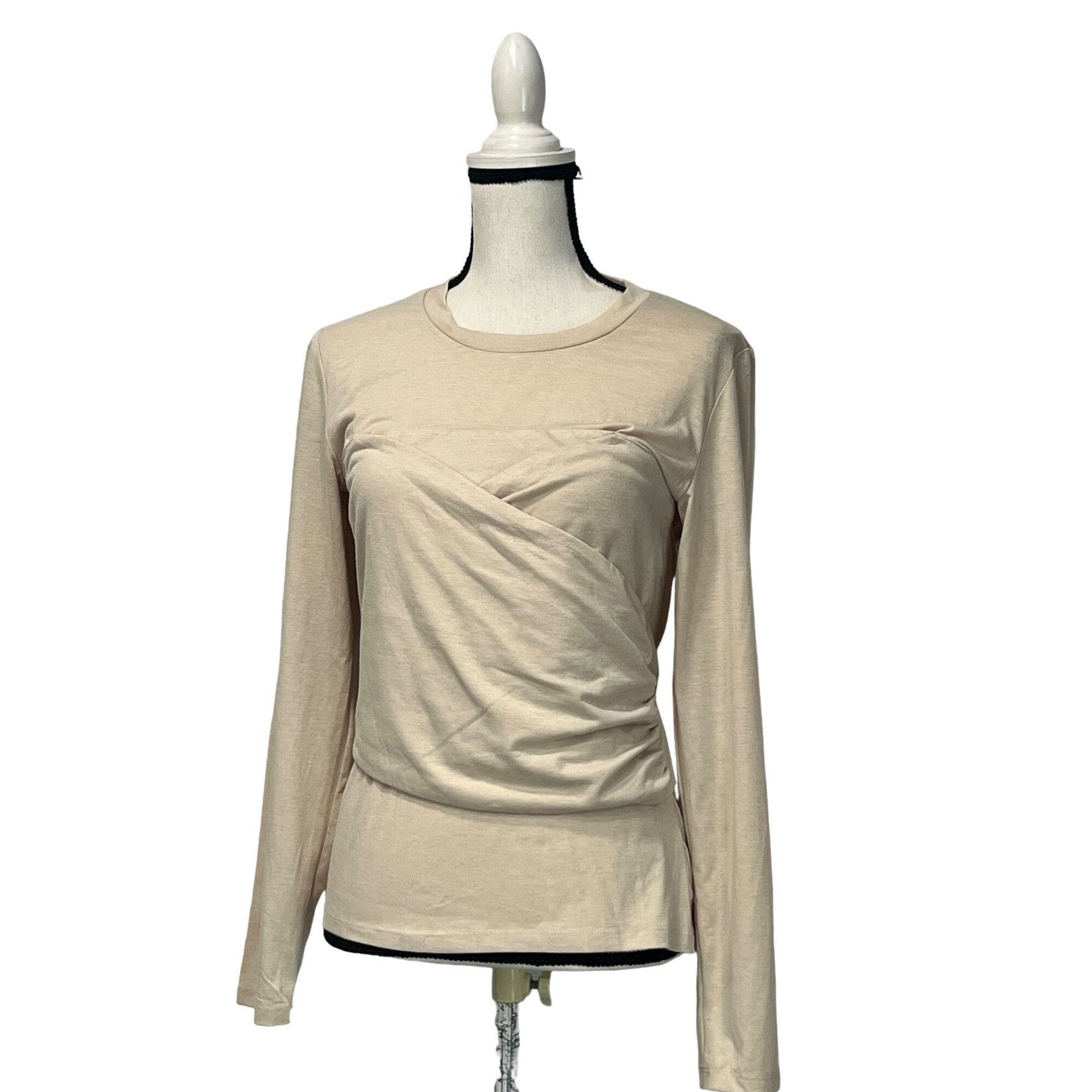 Other Vero Moda Nelly Ruched Knit Top, Oat, Sz. L Size L / US 10 / IT 46 - 1 Thumbnail
