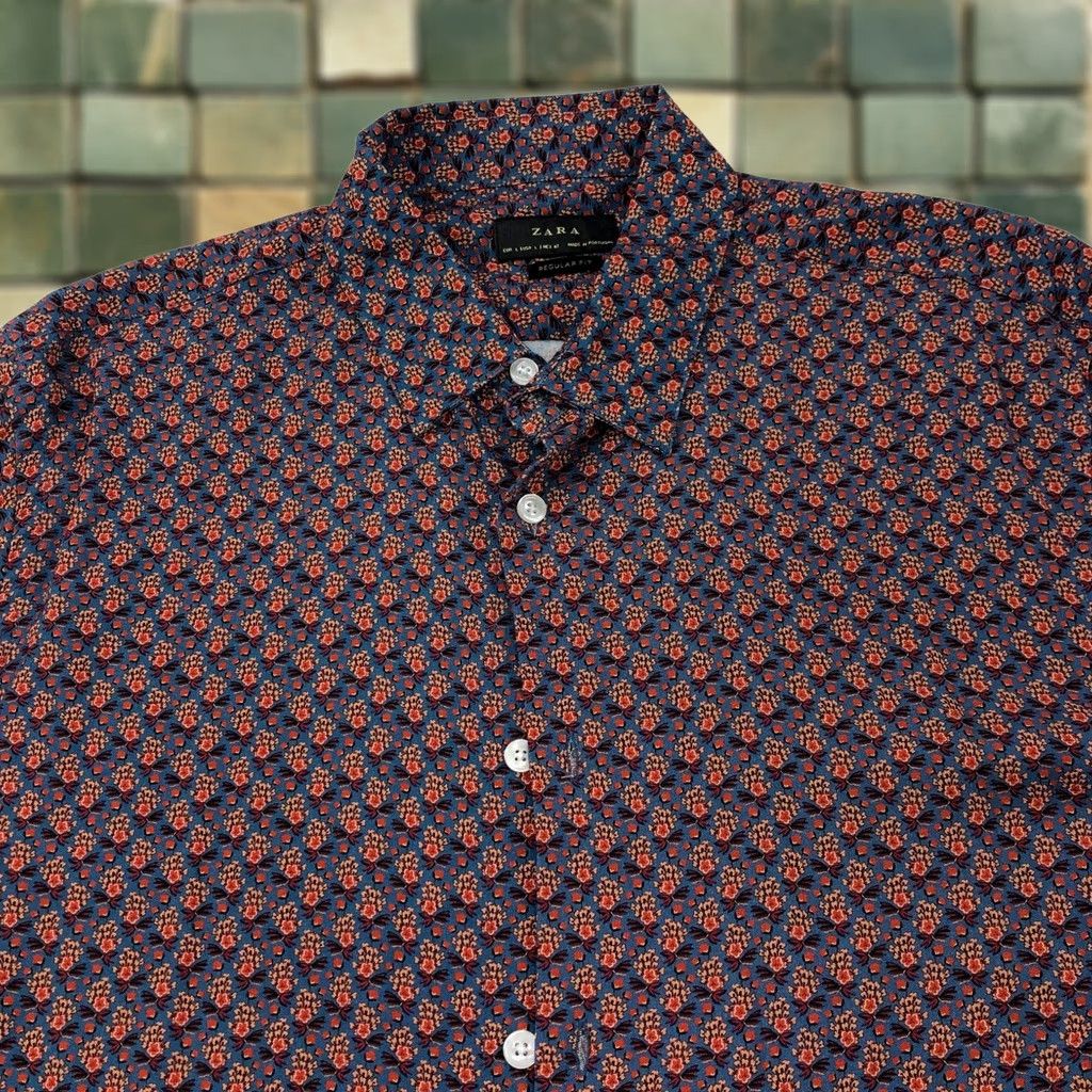 Zara Zara Shirt Regular Floral Button-Up Viscose Multicolor L Men’s Casual Collar LS Mint Large Size US L / EU 52-54 / 3 - 1 Thumbnail
