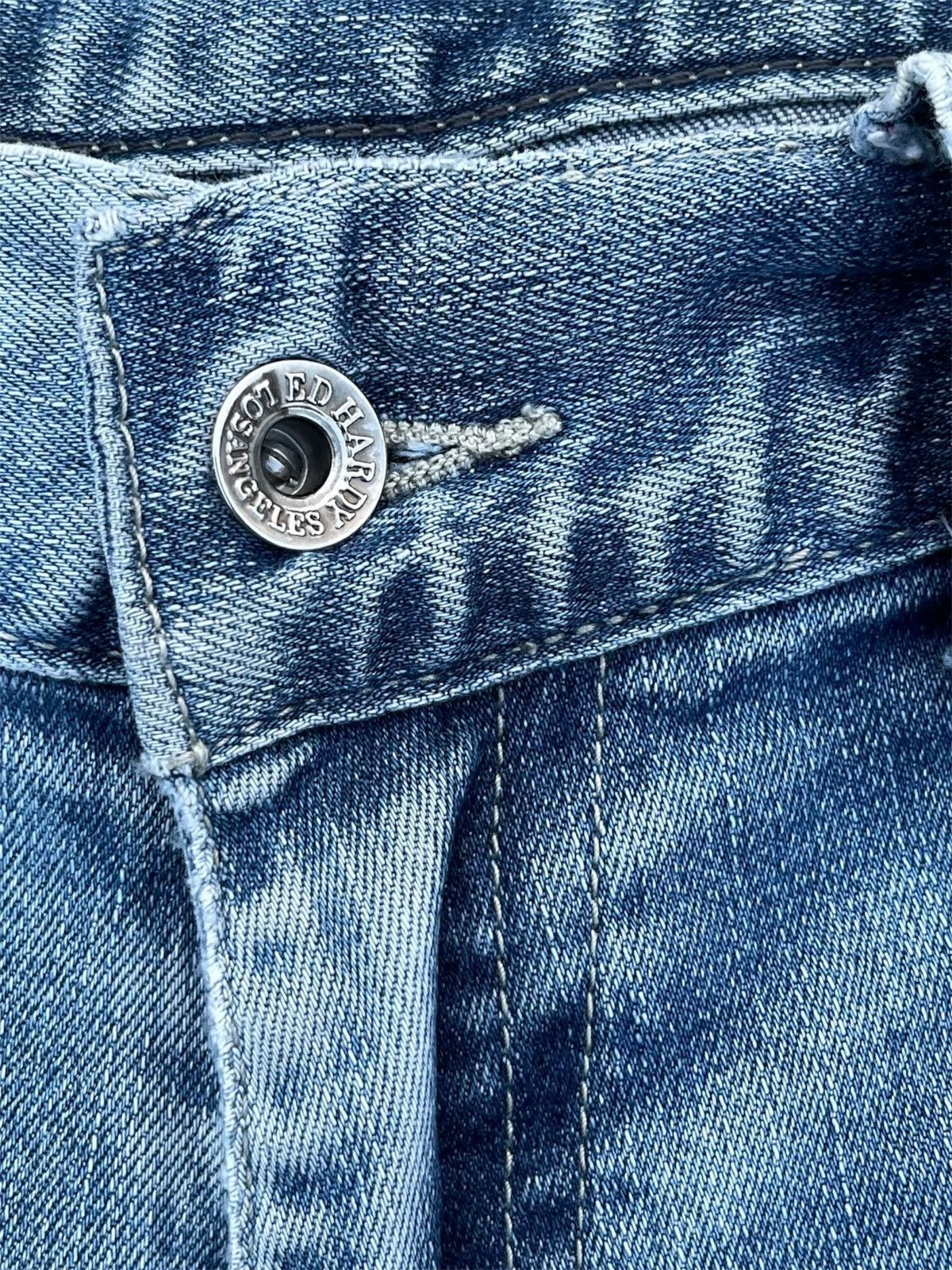Ed Hardy × Jean 🔥 Ed Hardy Blue Distressed Denim Streetwear W31🔥 Size US 31 - 11 Thumbnail