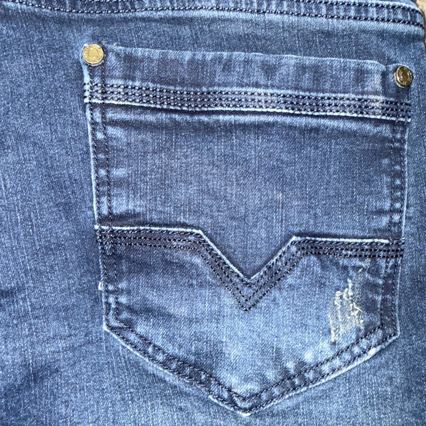 CO Platini Jeans Co Men’s Boot Cut Blue Denim Jeans 32X30 Distressed Style Solid 5-Pocket Regular Rise Mid Wash Blue Jeans Mens Regular Bootcut Size US 32 / EU 48 - 4 Thumbnail