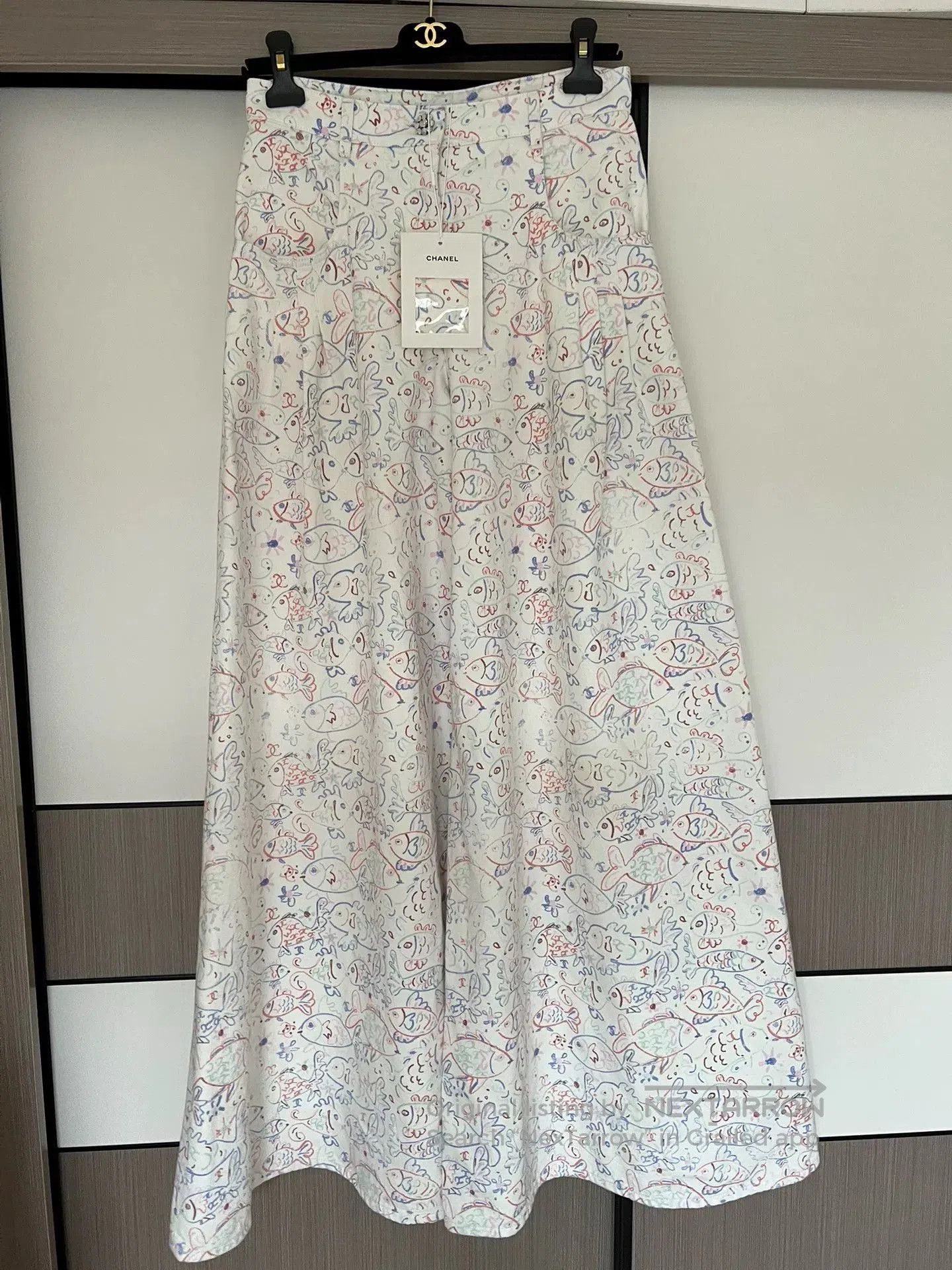 Chanel chanel fish pattern wide-leg pants size 38. Size US 38 / EU 54 - 1 Thumbnail