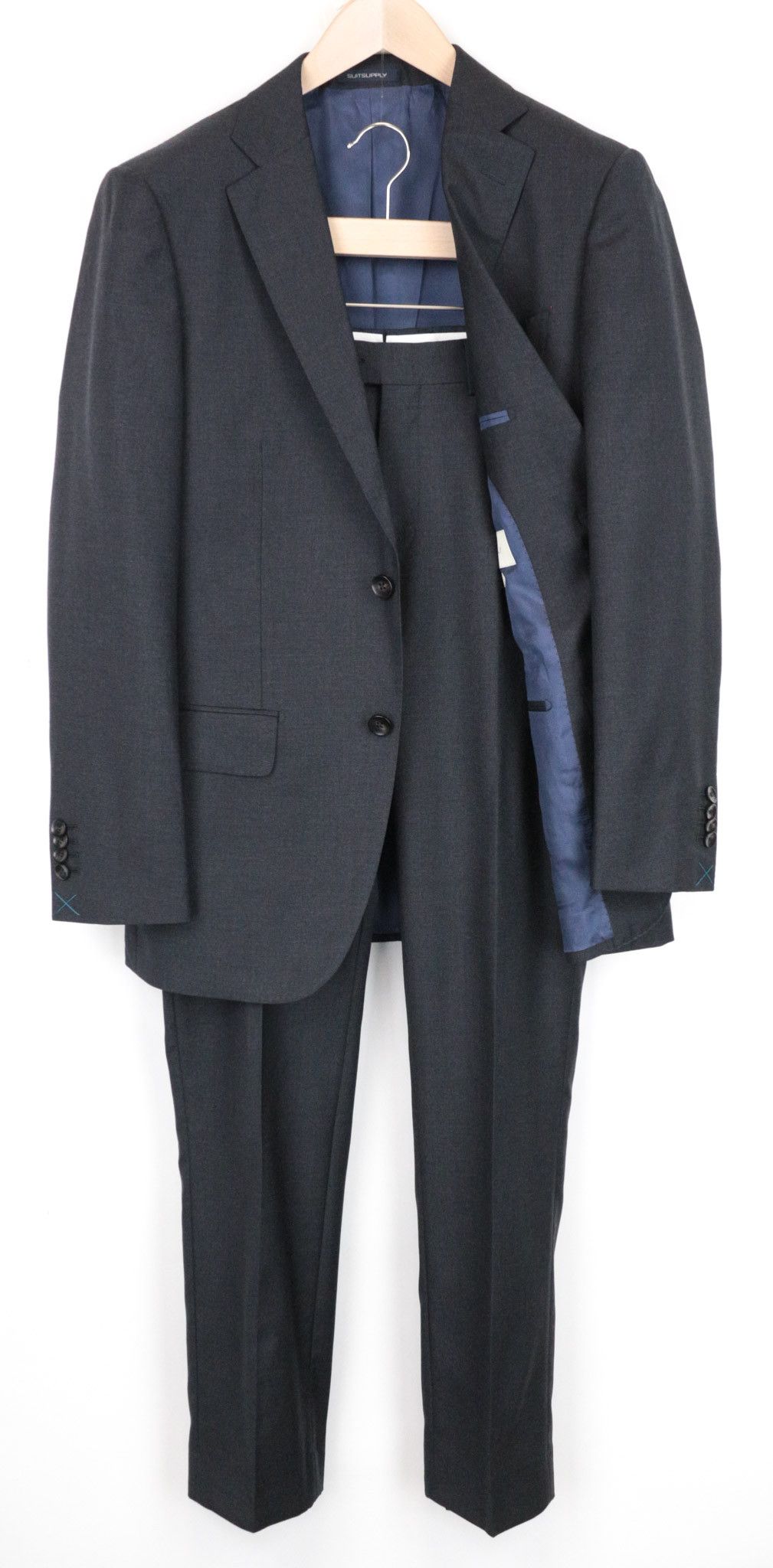 image of Suitsupply Napoli Uk36R Lined Notch Lapel Grey Wool Suit 68414, Men's