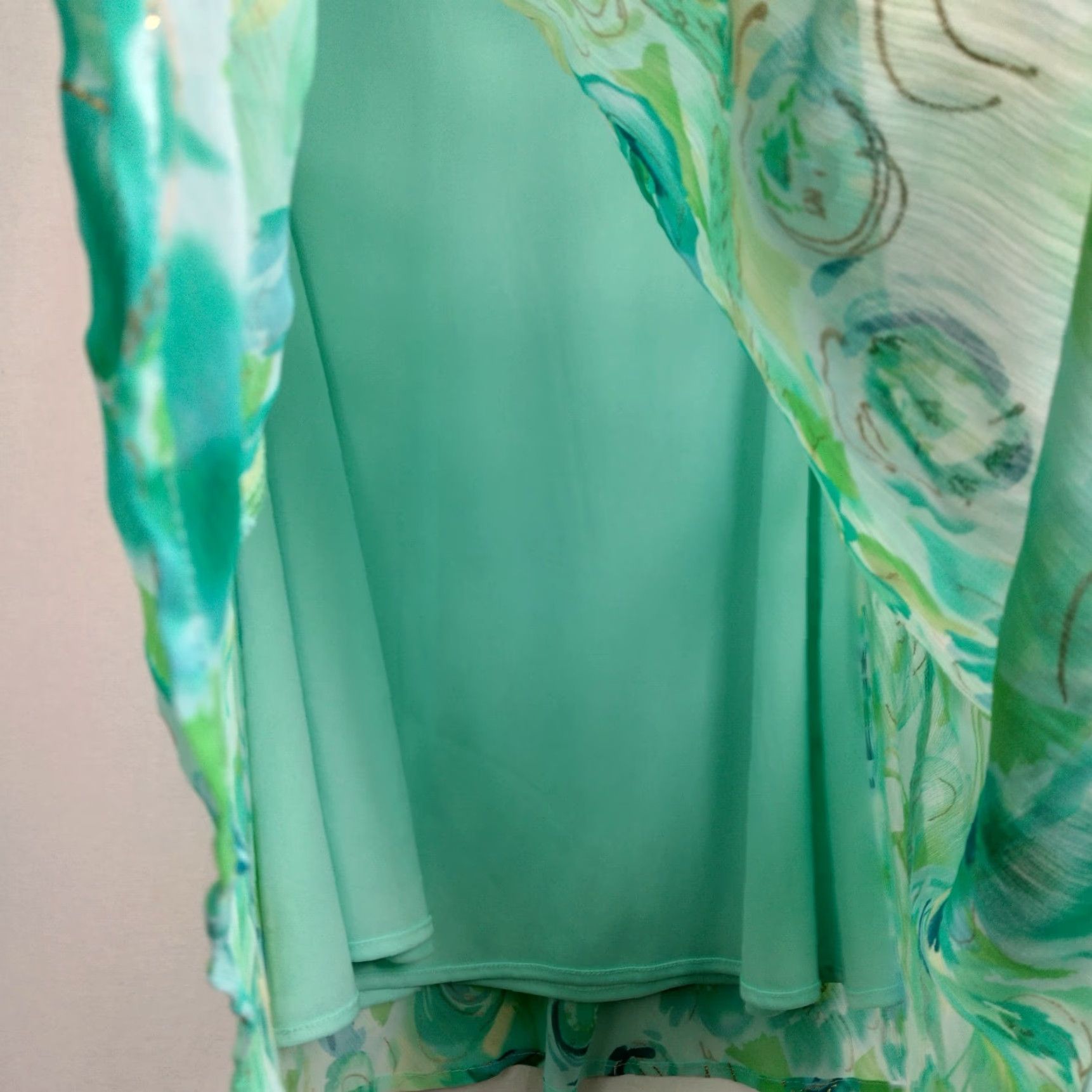 Vintage VINTAGE Dressbarn Skirt Midi Regular 8 Blue Green Gold Floral Semi-sheer Polyester Lined Zips Left Fairycore Easter Y2K Women Size 30" / US 8 / IT 44 - 7 Thumbnail