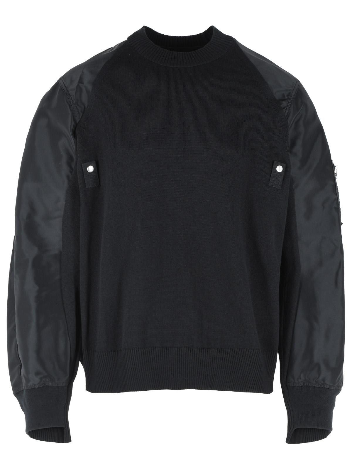 Sacai SACAI Black Cotton Blend Sweater Size US L / EU 52-54 / 3 - 1 Thumbnail