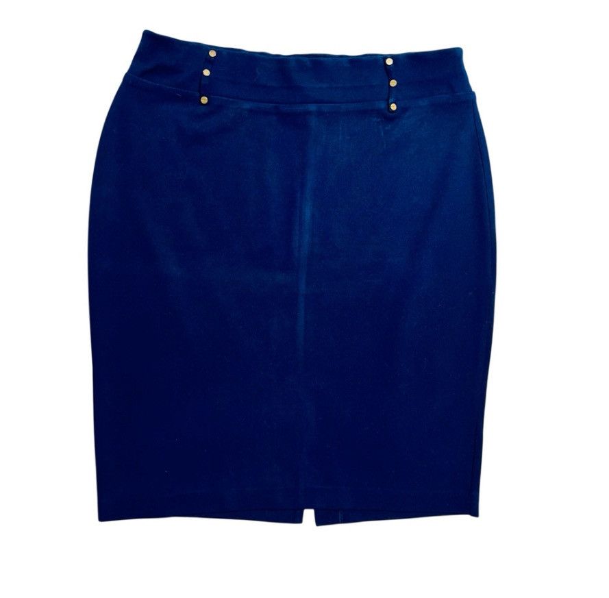 Other NYCC New York Clothing Co Navy Stretch Pencil Skirt – Size L Size 34" / US 12 / IT 48 - 1 Thumbnail