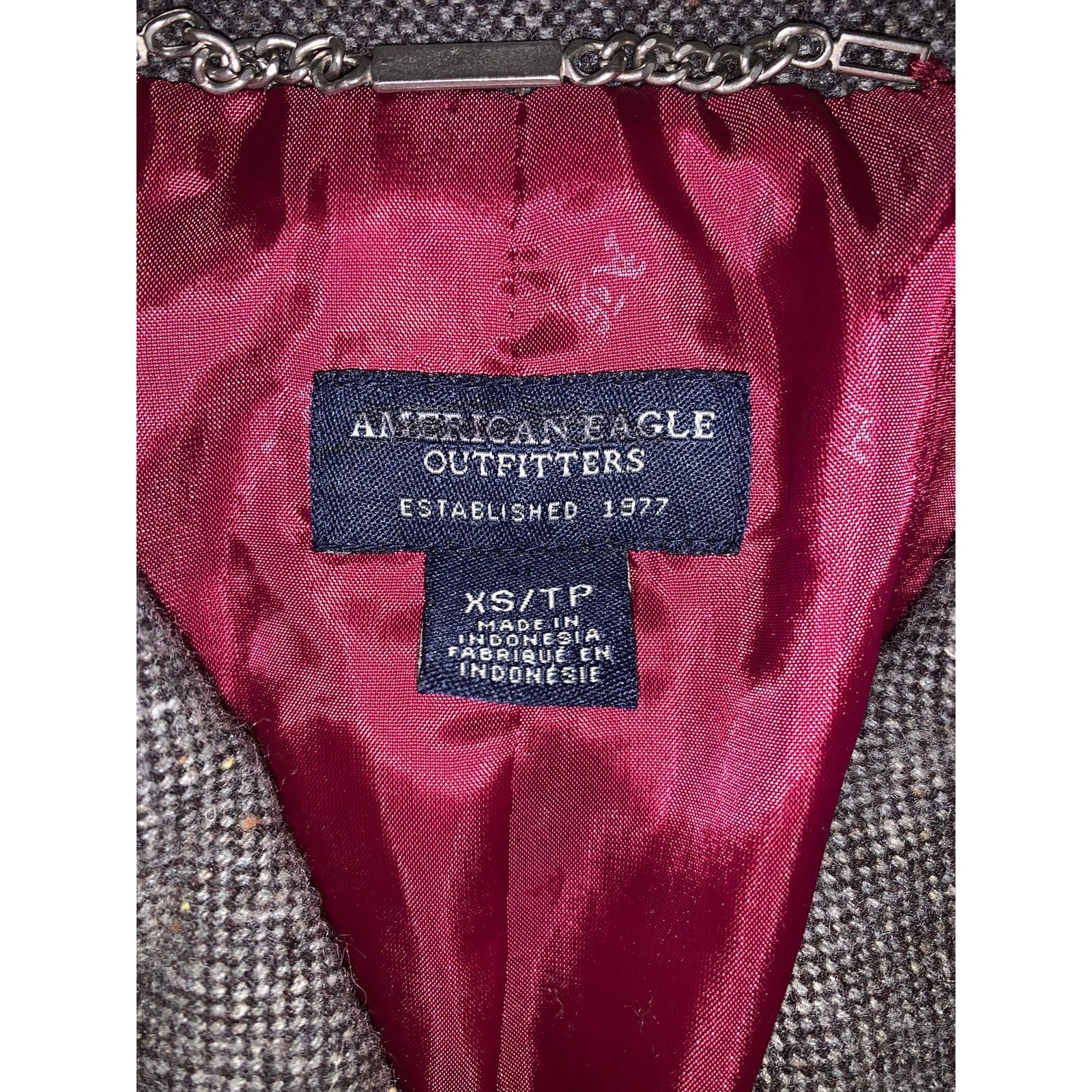 American Eagle Outfitters American Eagle Wool Tweed Blazer Womens XS Grey Herringbone Size XS / US 0-2 / IT 36-38 - 6 Thumbnail