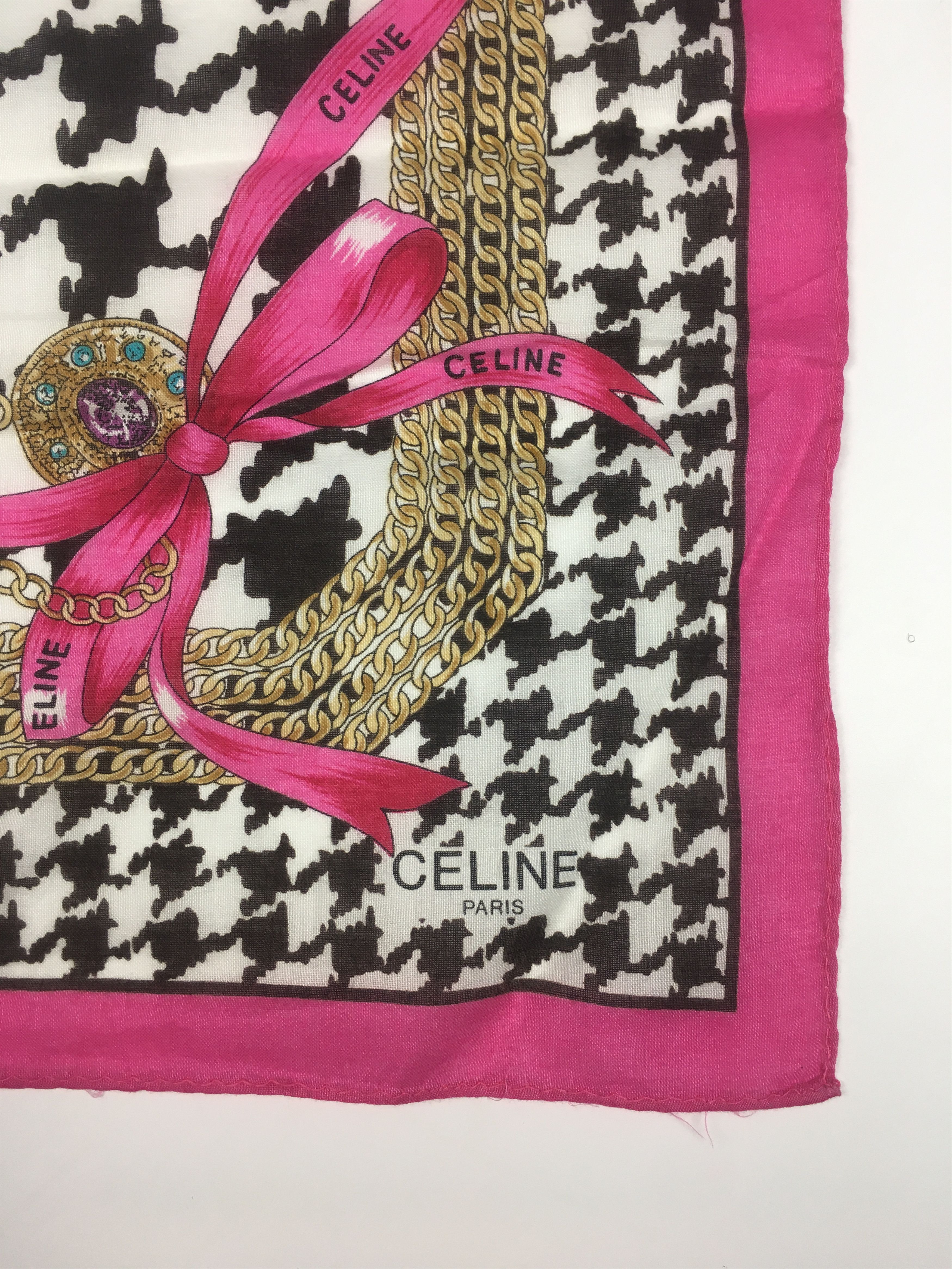 Celine Celine Houndstooth Handkerchief Bandana Neckerchief HKC0186 Size ONE SIZE - 4 Thumbnail