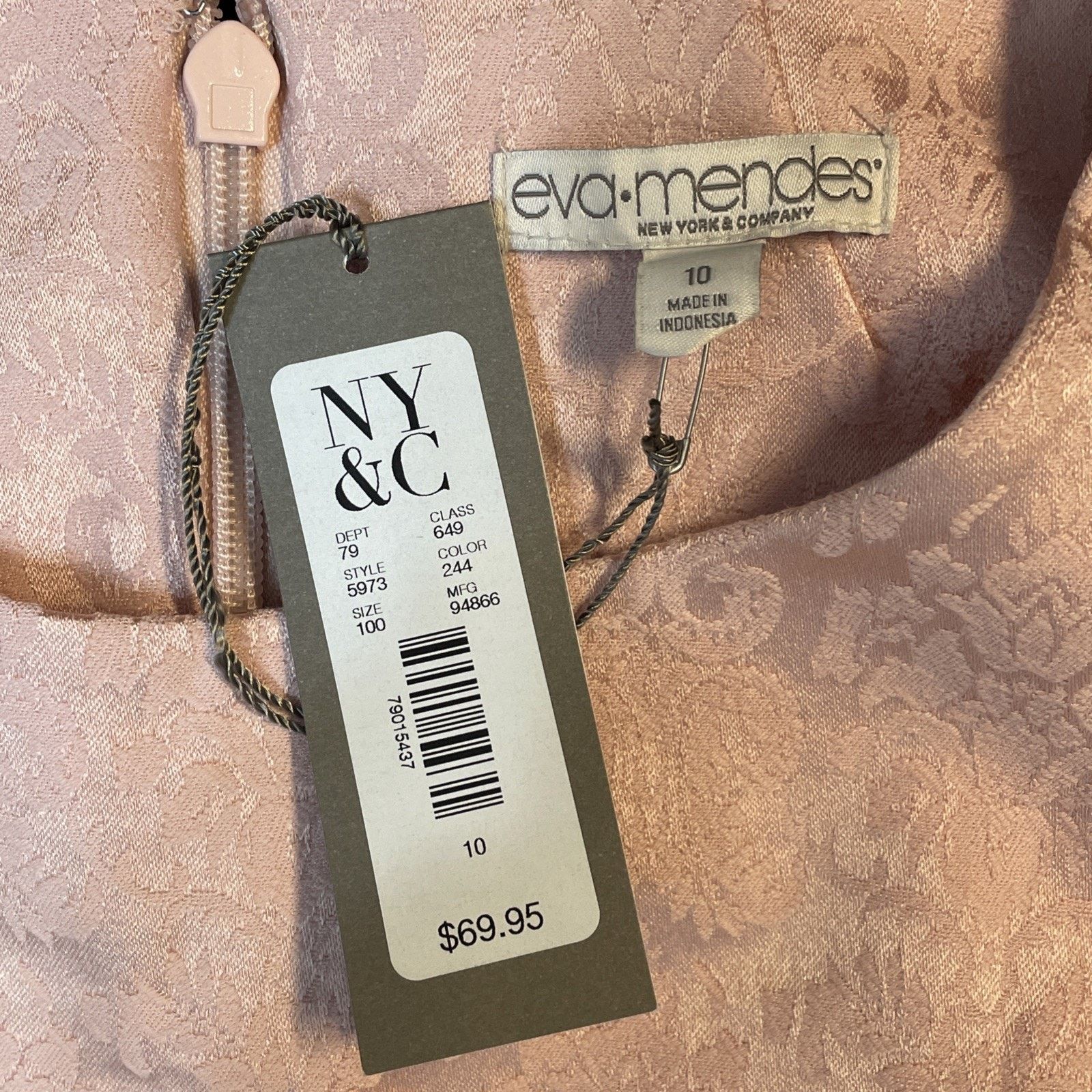 Other EVA MENDES New York Co 10 Sleeveless Damask DRESS PINK NWT Size L / US 10 / IT 46 - 2 Thumbnail