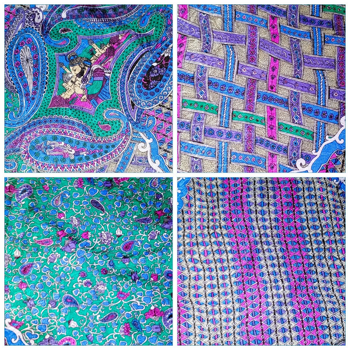 Fendi FENDI ROMA ITALY Blue Indian Sultan Geometric Silk Scarf Size ONE SIZE - 11 Thumbnail