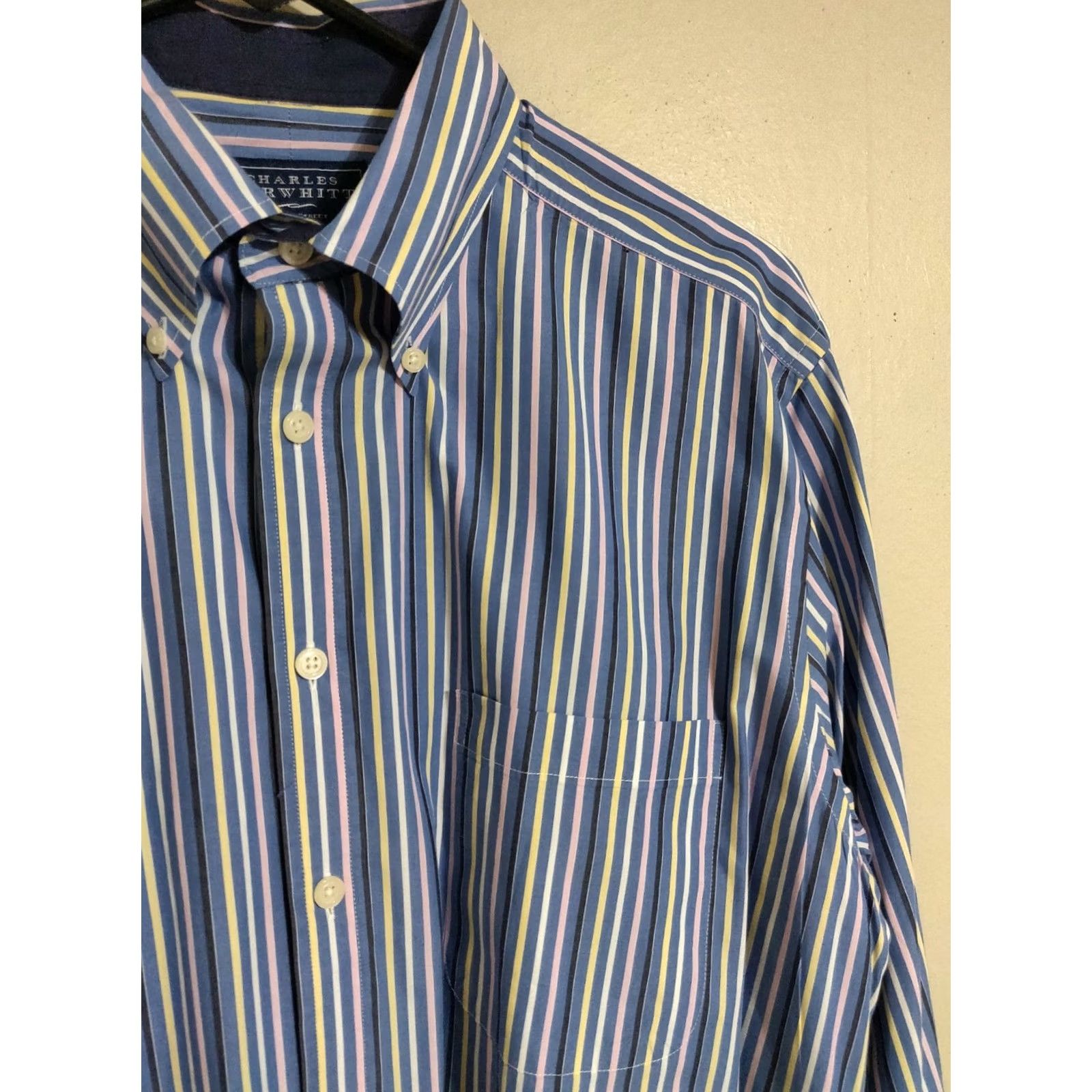 Charles Tyrwhitt Charles Tyrwhitt Dress Shirt Multi-Color Stripes Standard Cuff Men's Large Size 42R - 2 Thumbnail