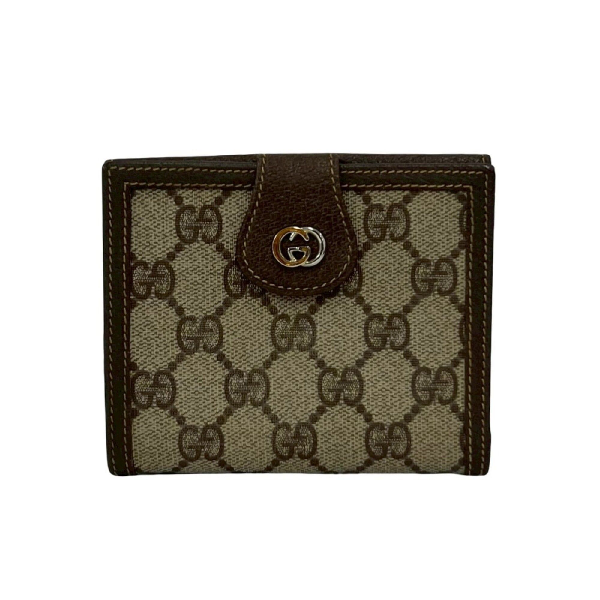 Gucci GUCCI Vintage GG Logo Wallet, Canvas and Leather, Brown, 33572 Size ONE SIZE - 1 Thumbnail