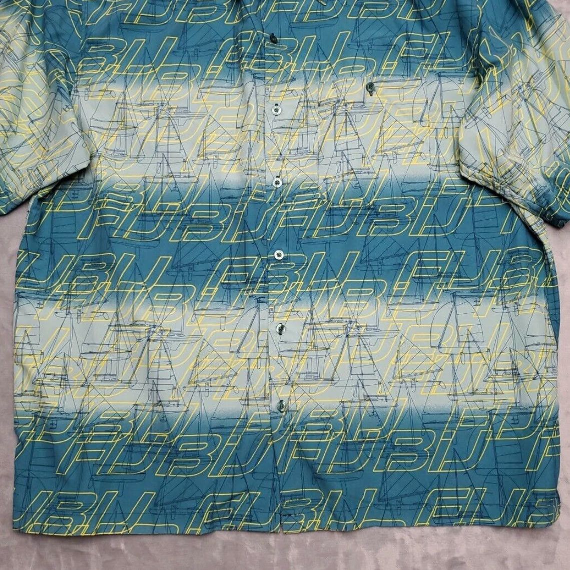 Fubu VINTAGE FUBU Shirt Mens 2XL Teal Green Polyester Streetwear Hip Hop NWT Casual Button-Up Short Sleeve Geometric Pattern Mens Size US XXL / EU 58 / 5 - 2 Thumbnail