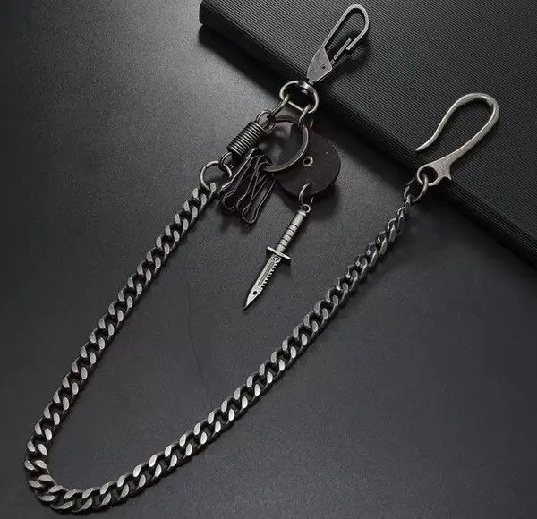 Other Black Skull & Dagger Chain Keychain | Gothic, Streetwear Size ONE SIZE - 2 Thumbnail