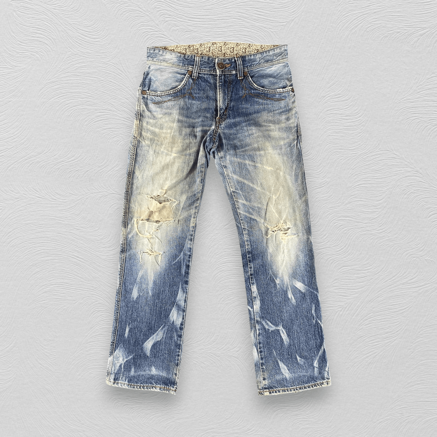 Edwin Edwin 503 Blue Trip Jeans Distress Faded Blue Denim KJ3429 Size US 32 / EU 48 - 1 Thumbnail