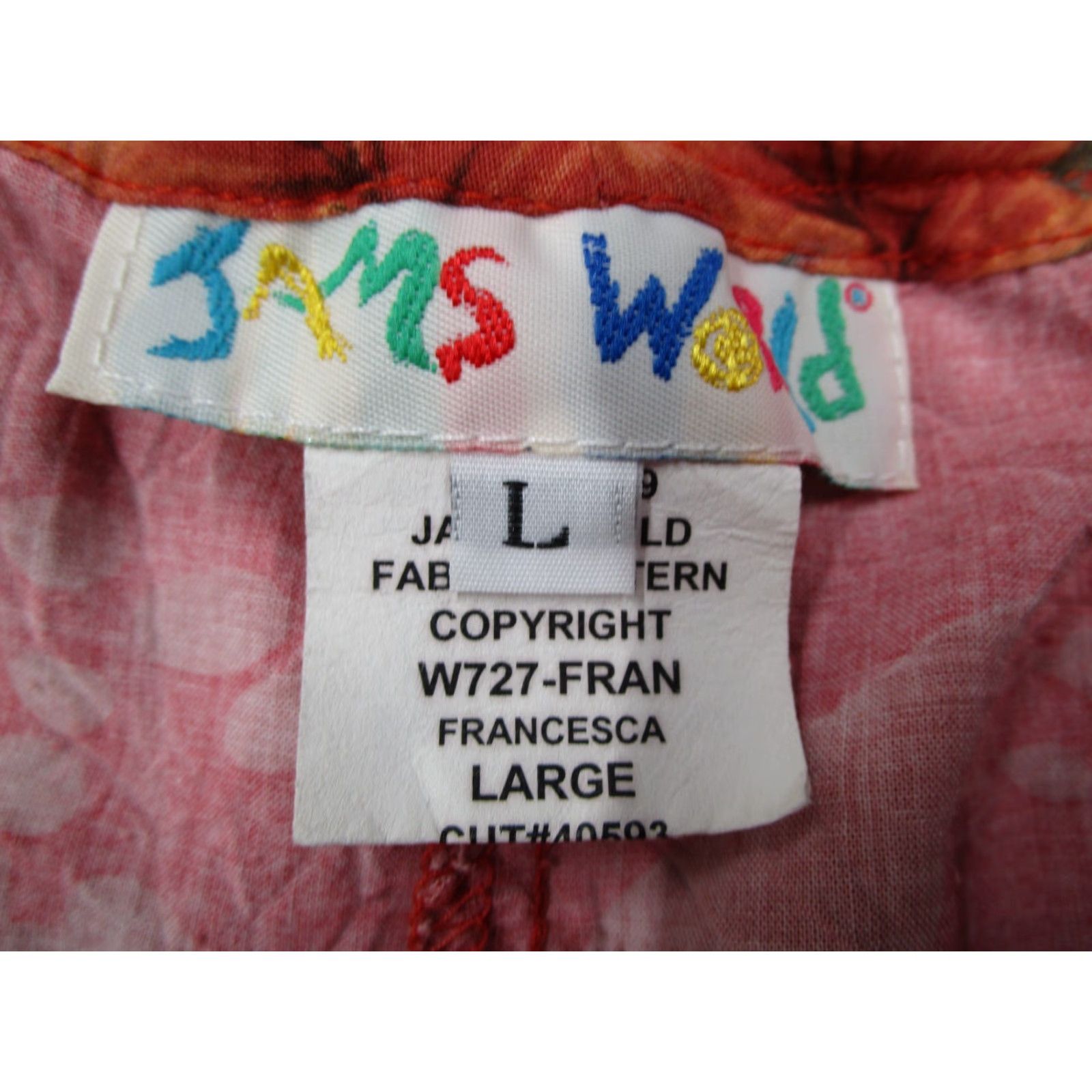 Jams World Jams World Pants Women Large Red Francesca Floral W727-Fran Made in USA 38x23 Size 36" / US 14 / IT 50 - 3 Thumbnail