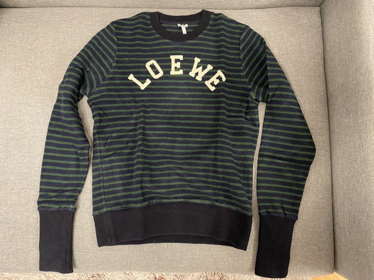 Loewe Loewe navy and green striped logo sweatshirt XS Size US XS / EU 42 / 0 - 2 Thumbnail