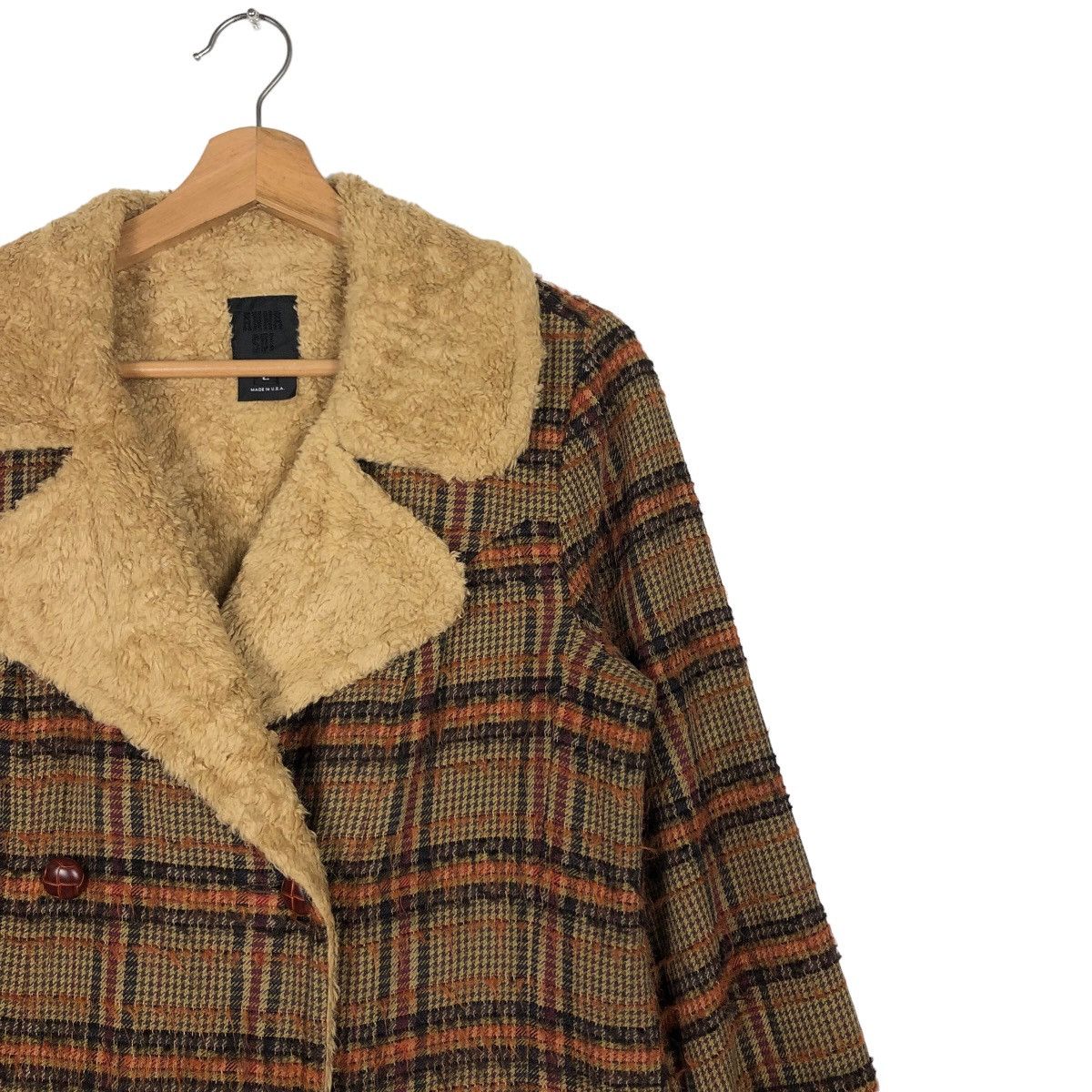 Anna Sui 🔥Tartan Design Fly Coats Long Jacket Mink Fur Lining Size M / US 6-8 / IT 42-44 - 6 Thumbnail