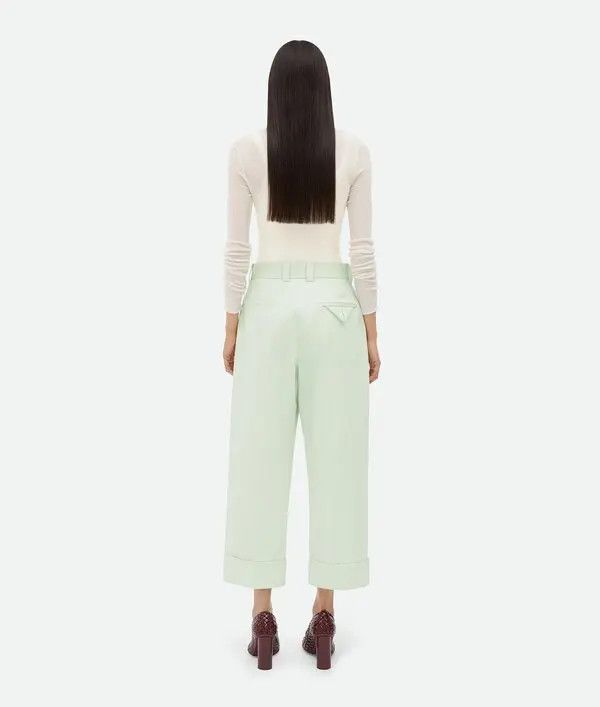 Bottega Veneta o1n1vont0625 Cotton Twill Culotte Trouser in Light Cyan Size 27" / US 4 / IT 40 - 2 Thumbnail