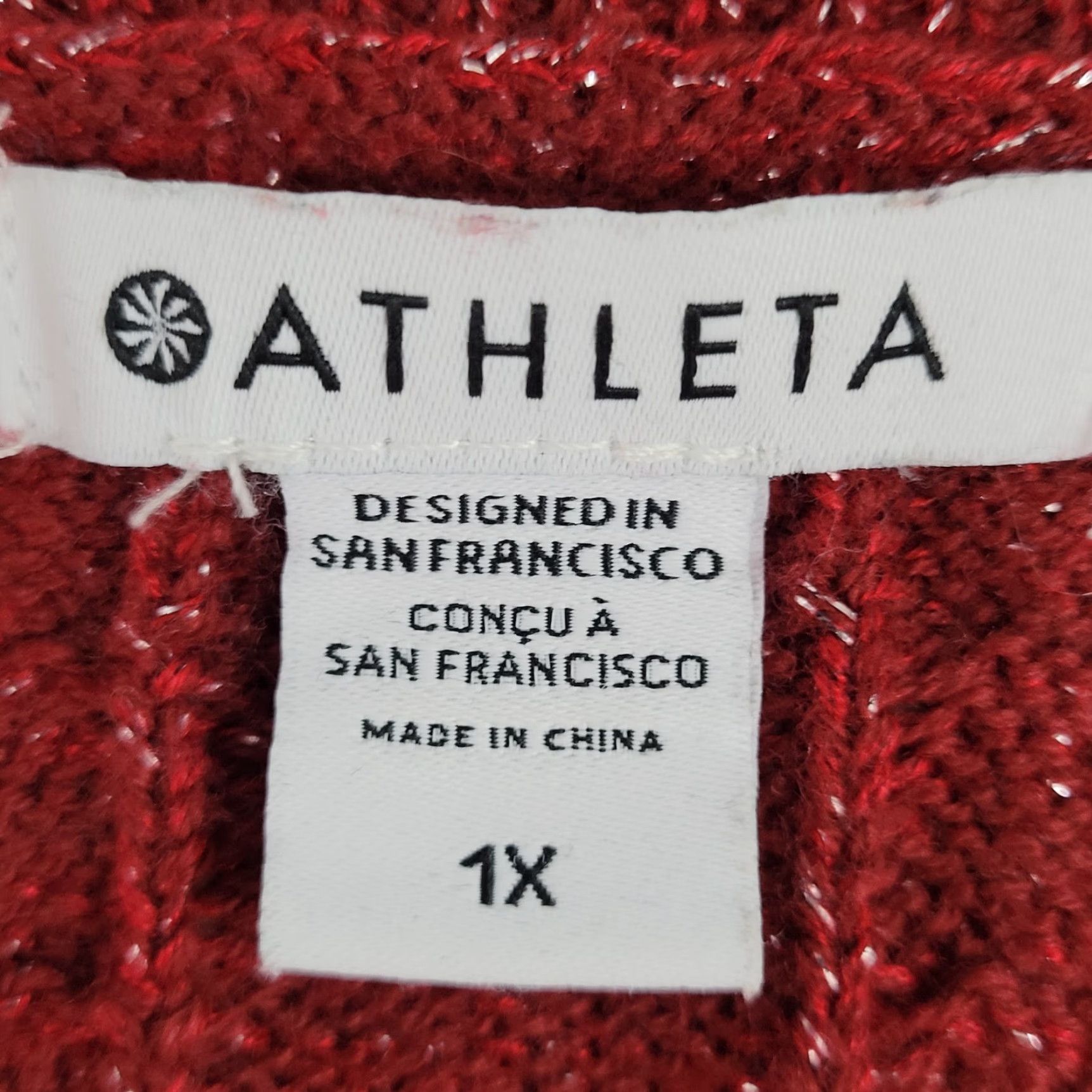 Athleta Athleta Red Glitter Pullover Sweater Women 1X Size XL / US 12-14 / IT 48-50 - 3 Thumbnail