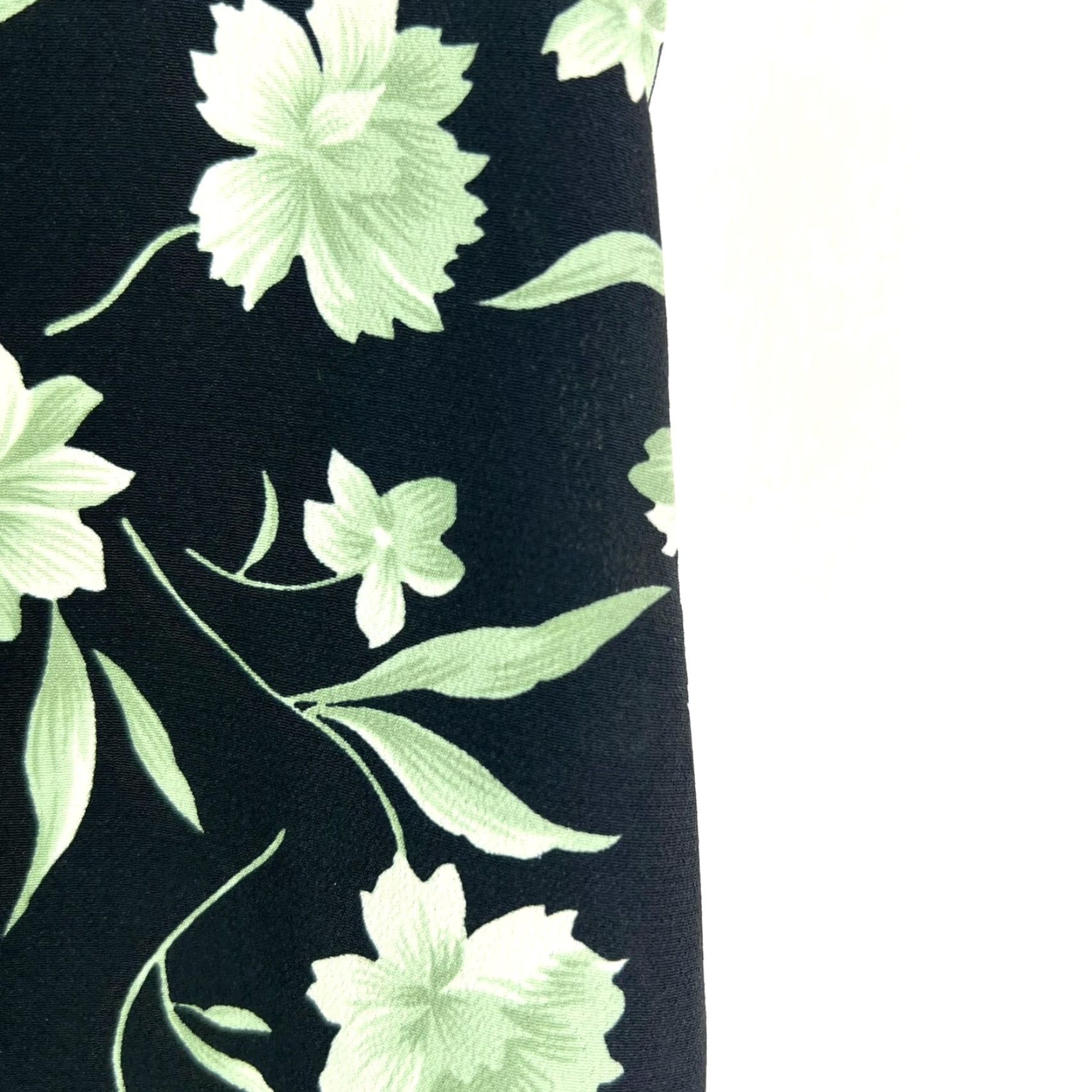 Vintage Mint Floral Circle Skirt Womens Knee Length Black Mint Green 10 Flare Pleated Mid Rise Zip Stretch Vintage No Size 32" / US 10 / IT 46 - 2 Thumbnail