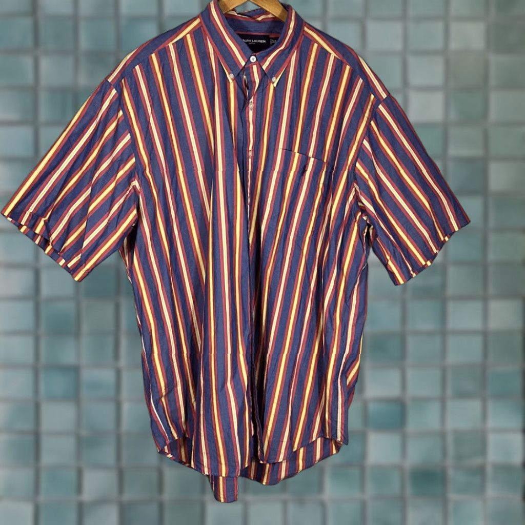 Ralph Lauren Ralph Lauren Golf Mens Tilden Button Down Shirt XL Blue Red Striped Size US XL / EU 56 / 4 - 1 Thumbnail