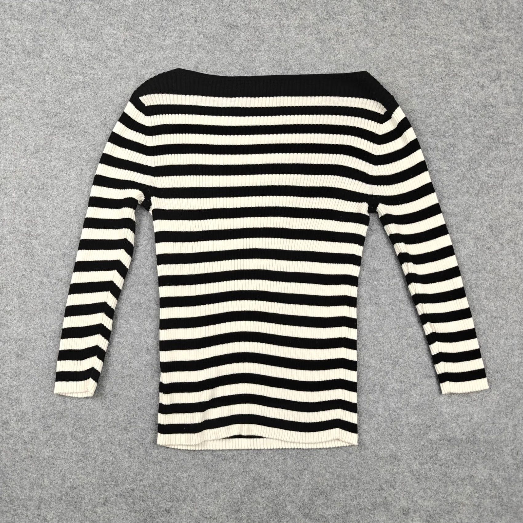 Ralph Lauren Lauren Ralph Lauren Sweater Womens Small Black White Stripe Knit Boat Neck Size S / US 4 / IT 40 - 4 Thumbnail