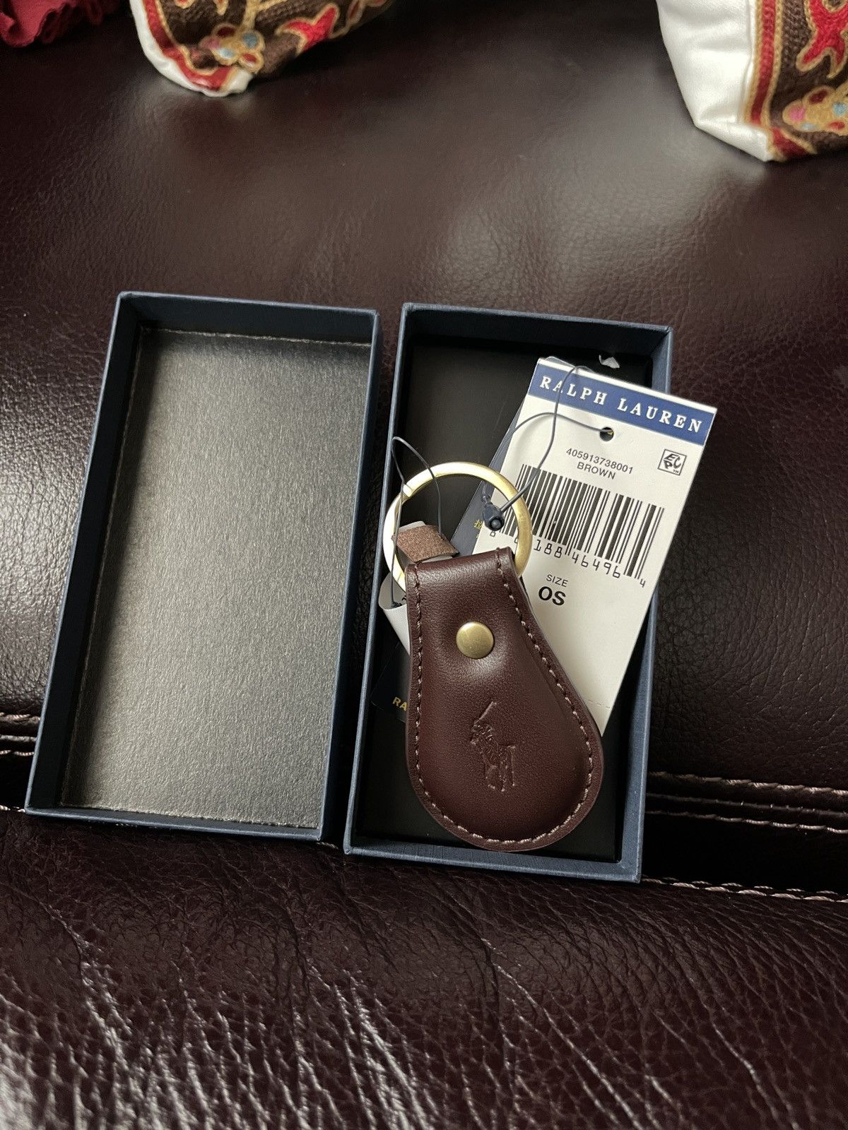 Polo Ralph Lauren Ralph Lauren Polo Keychain Key Ring Fob Brown Embossed Box Size ONE SIZE - 1 Thumbnail