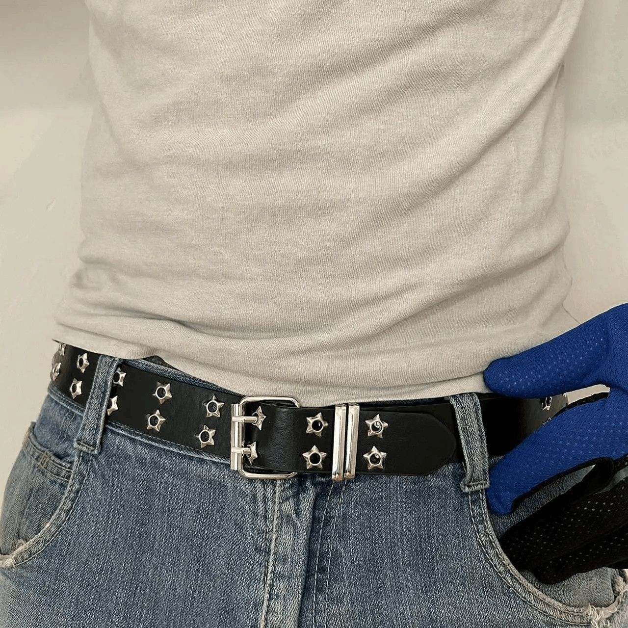 Japanese Brand Y2K 2000s Black Bullet Holes Studded Western Skater Belt Size ONE SIZE - 6 Thumbnail