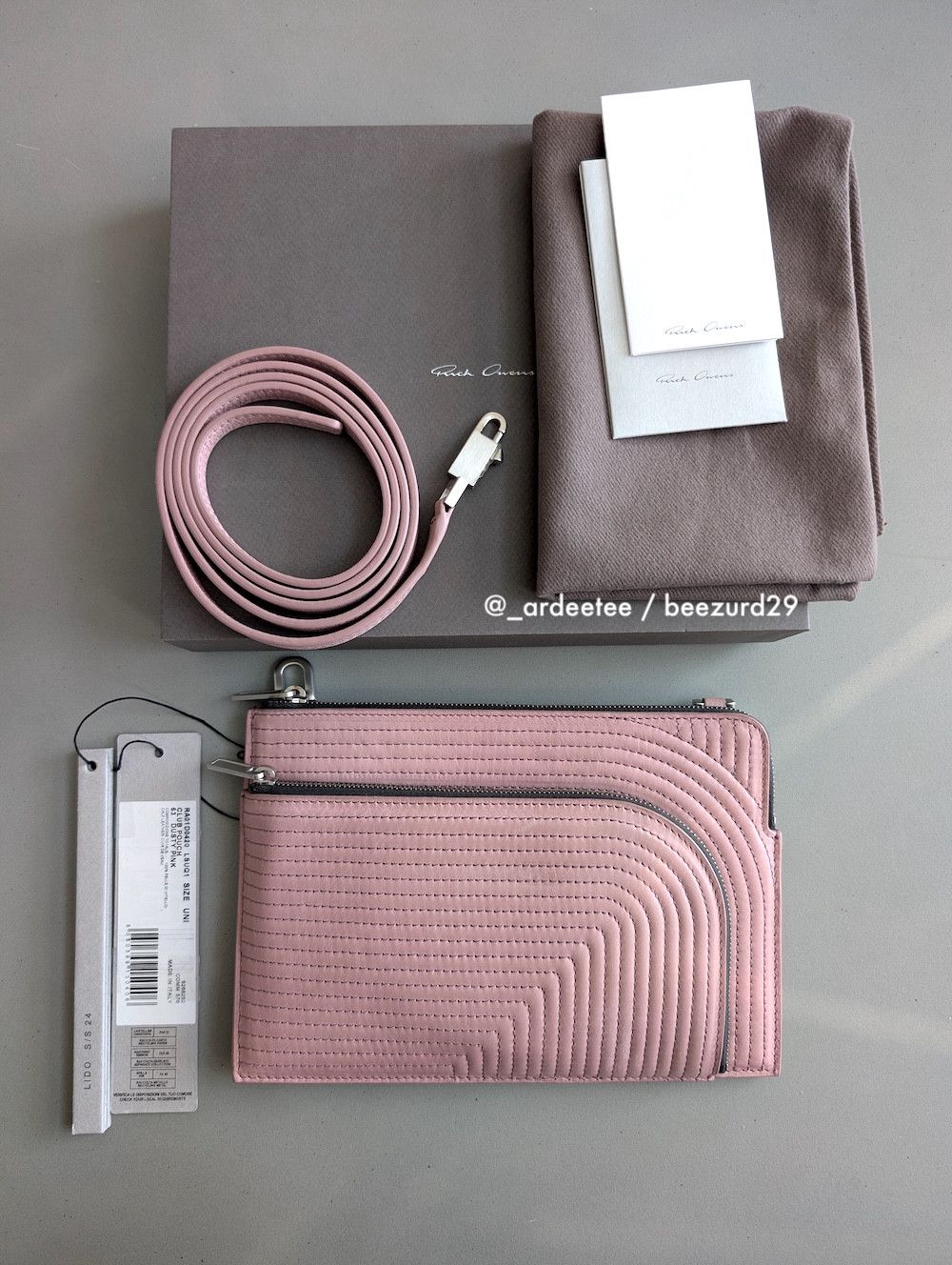 Rick Owens *NEW* DUSTY PINK EMBROIDERED LEATHER CLUB POUCH SS24 LIDO Size ONE SIZE - 1 Thumbnail