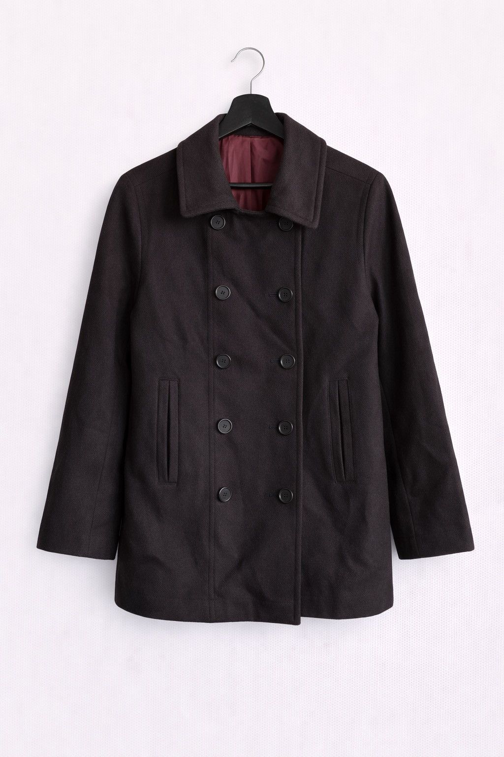 Lacoste Double-Breasted Wool Peacoat Black Classic Tailored