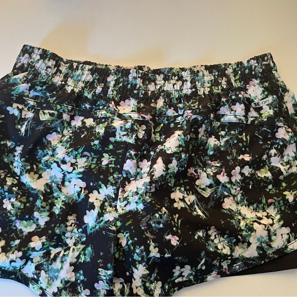 Designer RBX Athletic Workout Lined Floral Shorts Green Blue Large Size 27" / US 4 / IT 40 - 5 Thumbnail